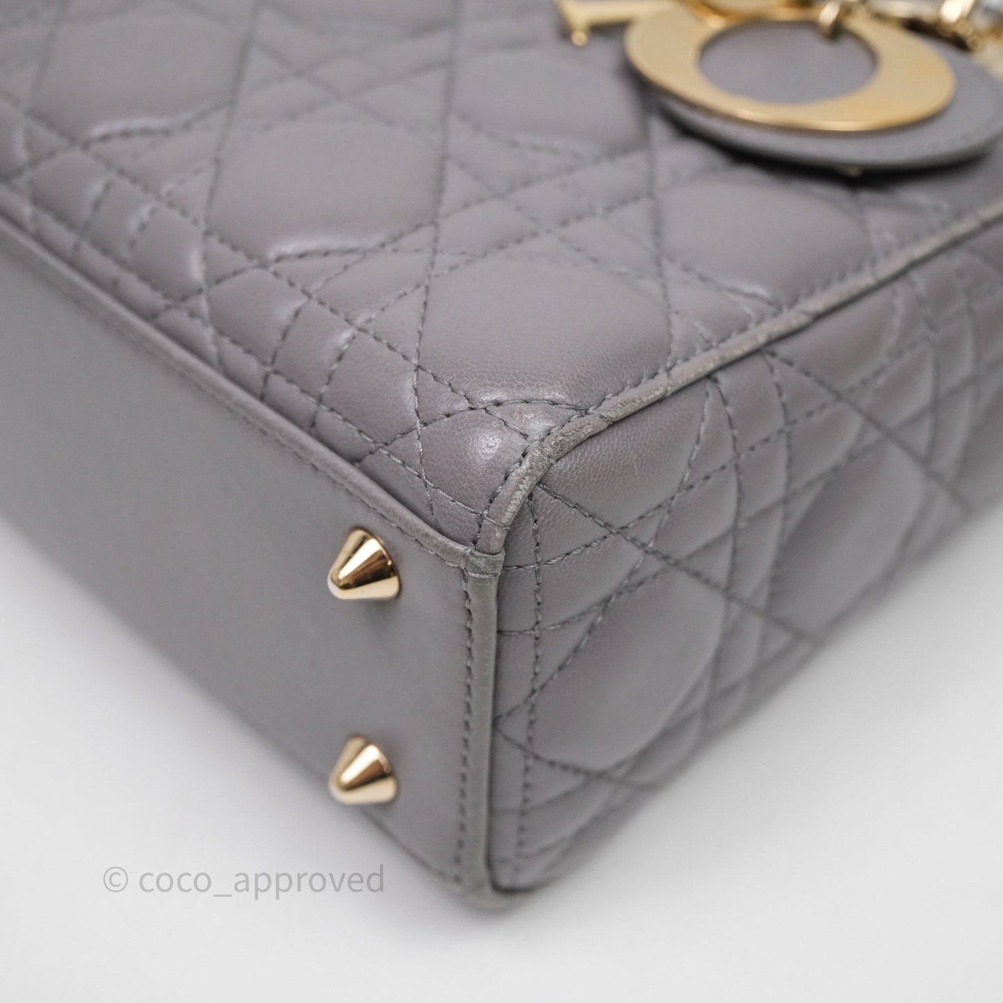 Christian Dior Small Lady Dior My ABCDior Bag Stone Gray Cannage Lambskin