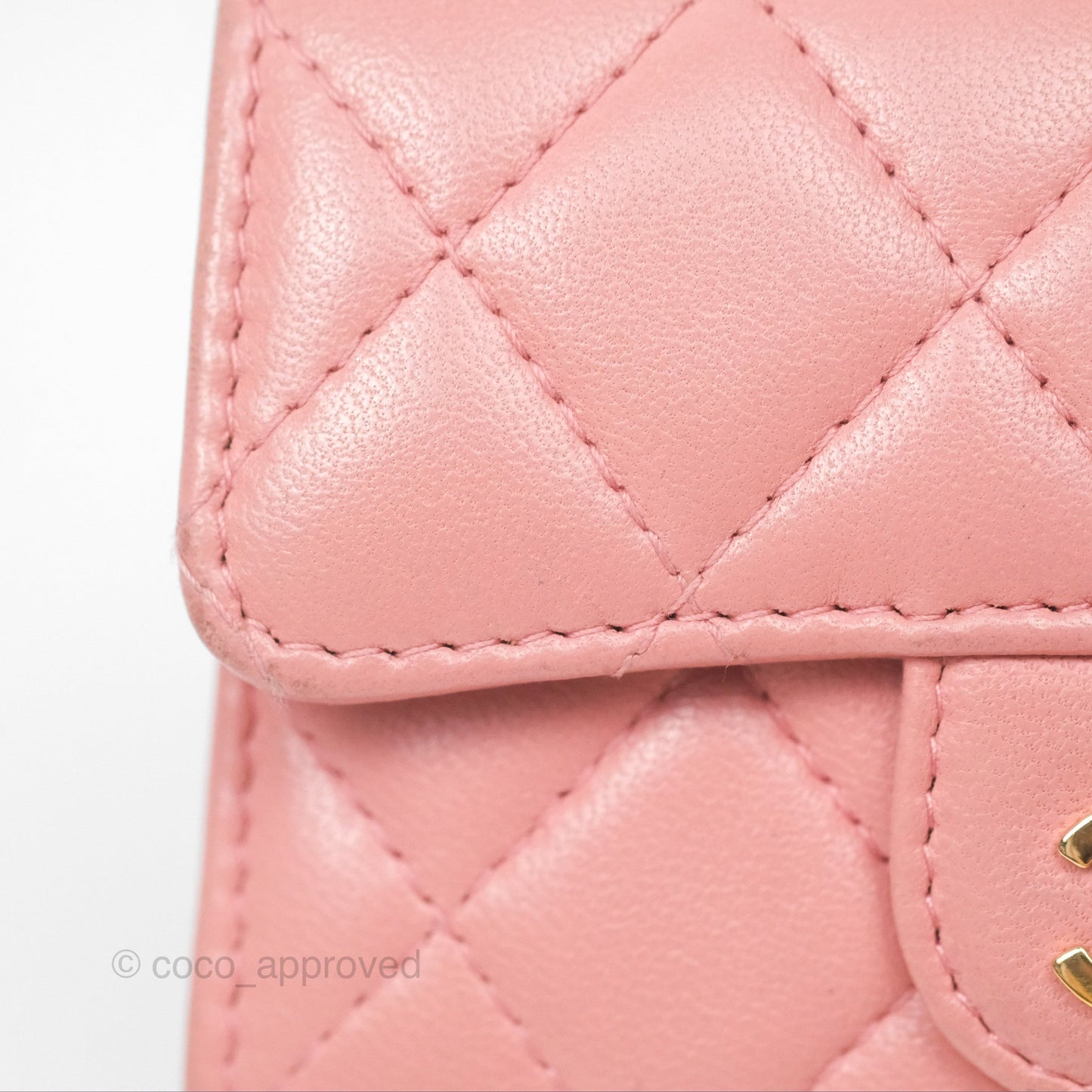 Chanel Classic Flap Card Holder Quilted Pink Lambskin Gold Hardware