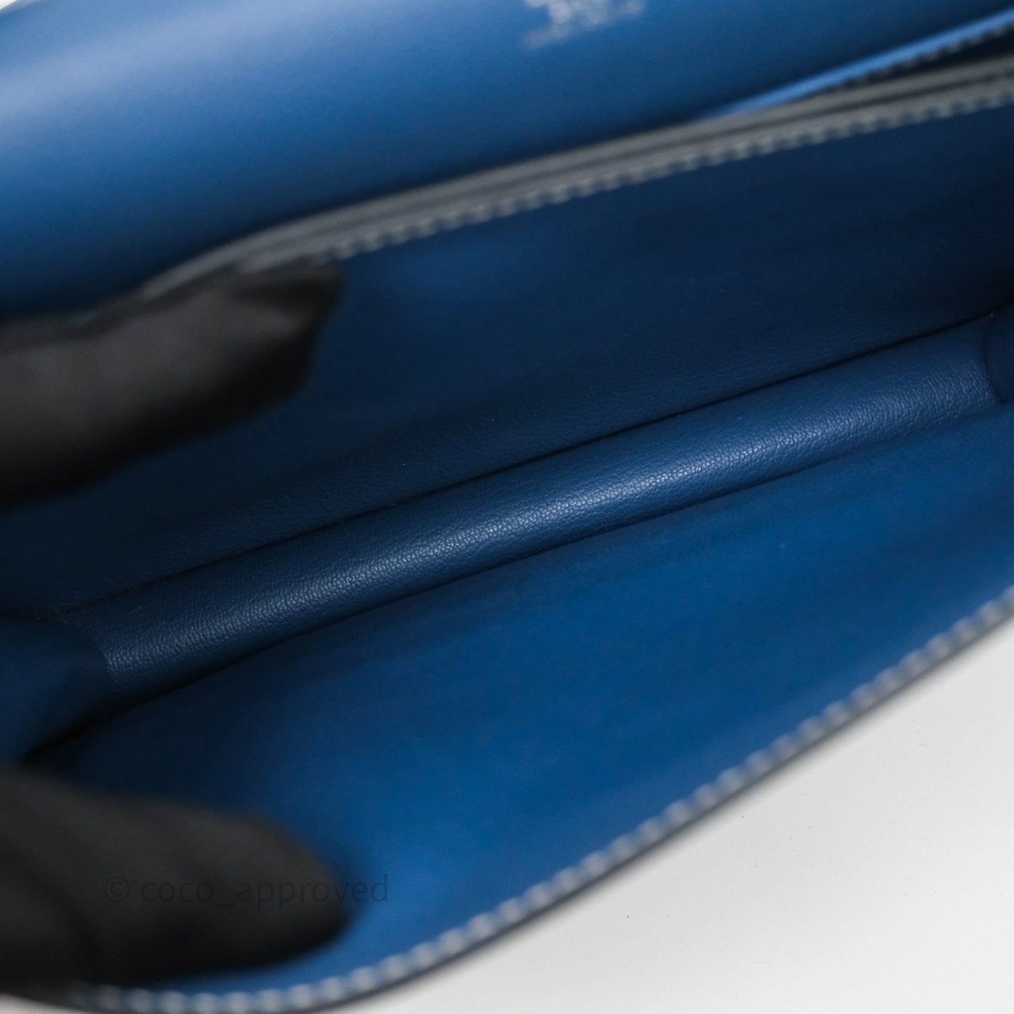 Hermès Roulis 23 Blue Evercolor Palladium Hardware
