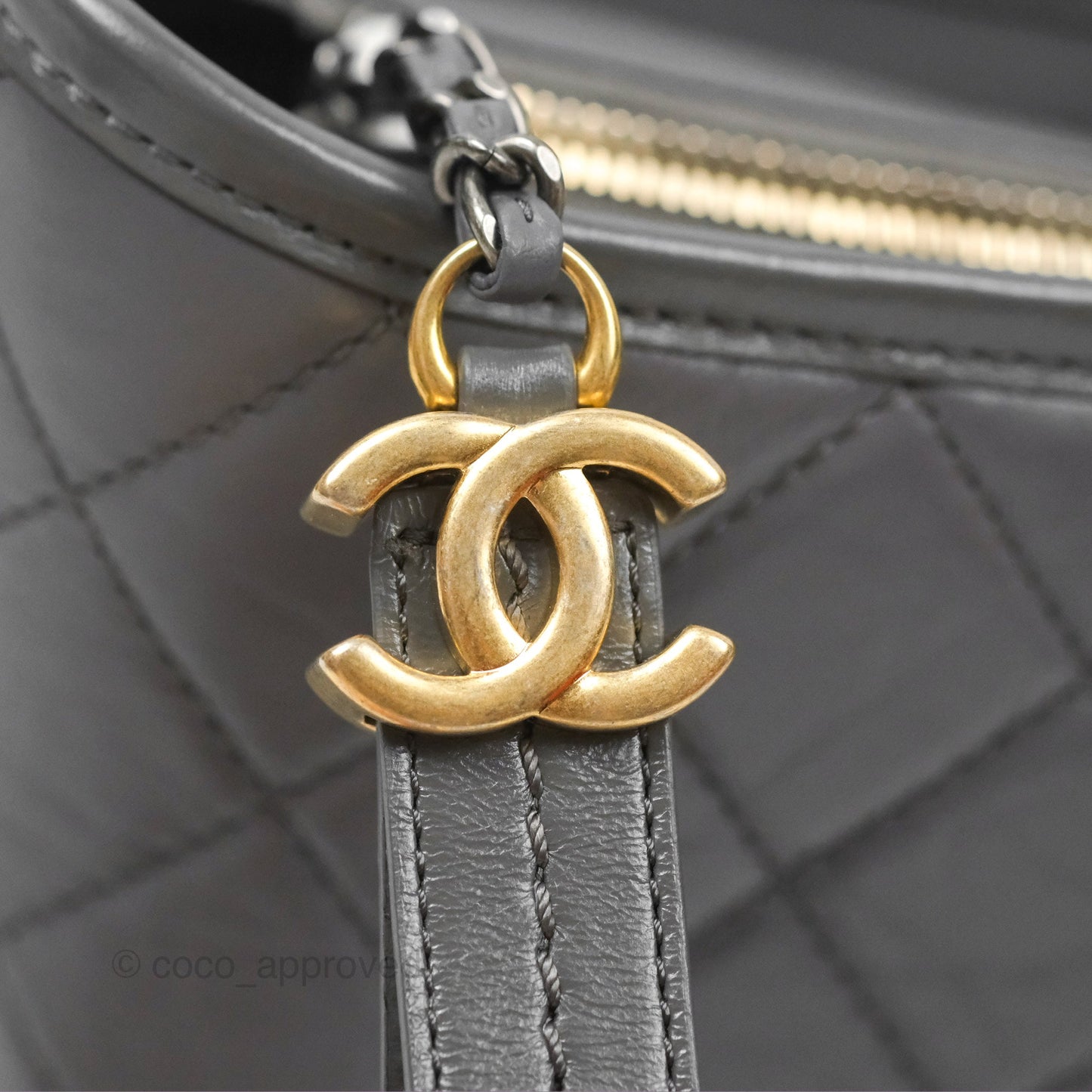 Chanel Small Gabrielle Hobo Quilted Dark Grey Aged Calfskin