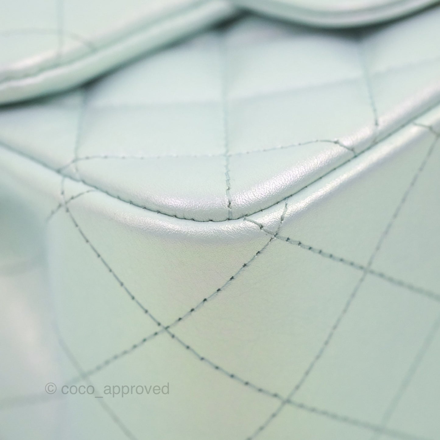 Chanel Mini Square Quilted Iridescent Icy Blue Silver Hardware