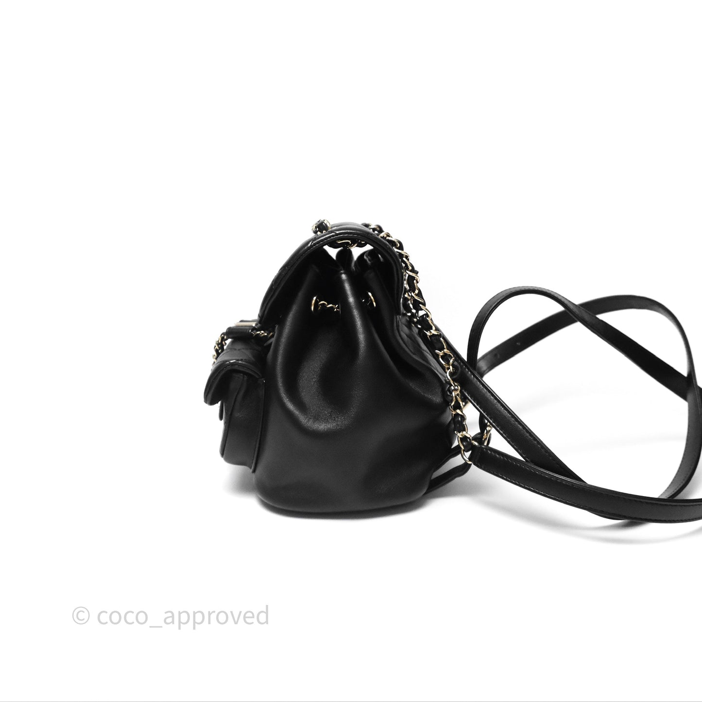 Chanel Small Duma Drawstring Backpack Black Lambskin Gold Hardware