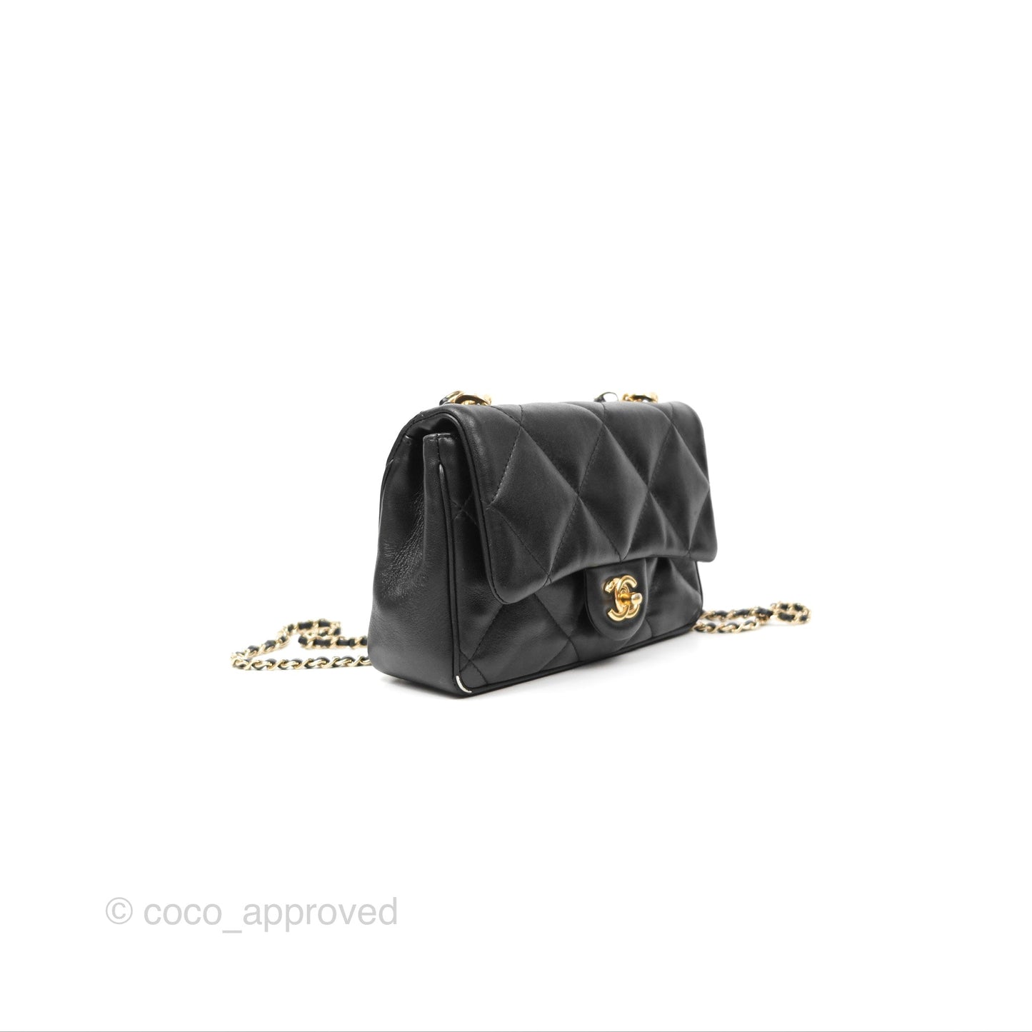 Chanel Small Coco Lady Quilted Flap Bag With Top Handle Black Calfskin Gold Hardware