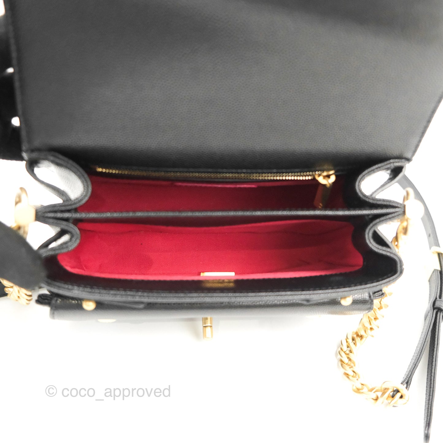 Chanel Mini Messenger Bag Black Caviar Aged Gold Hardware 21K