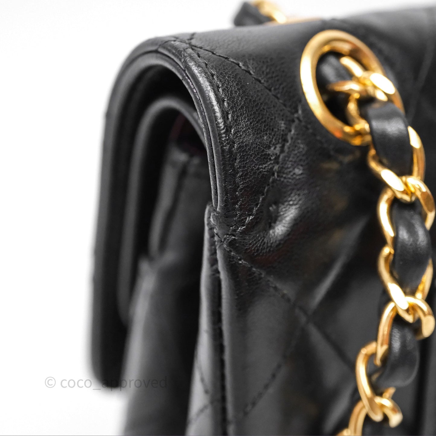 Chanel Classic Vintage Double Flap M/L Black Lambskin Gold Hardware