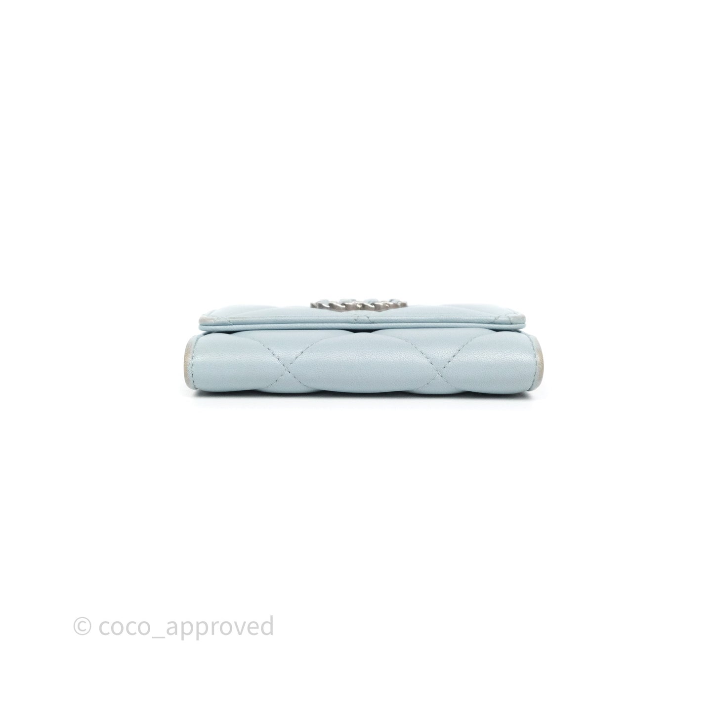 Chanel 19 Flap Card Holder Light Blue Lambskin