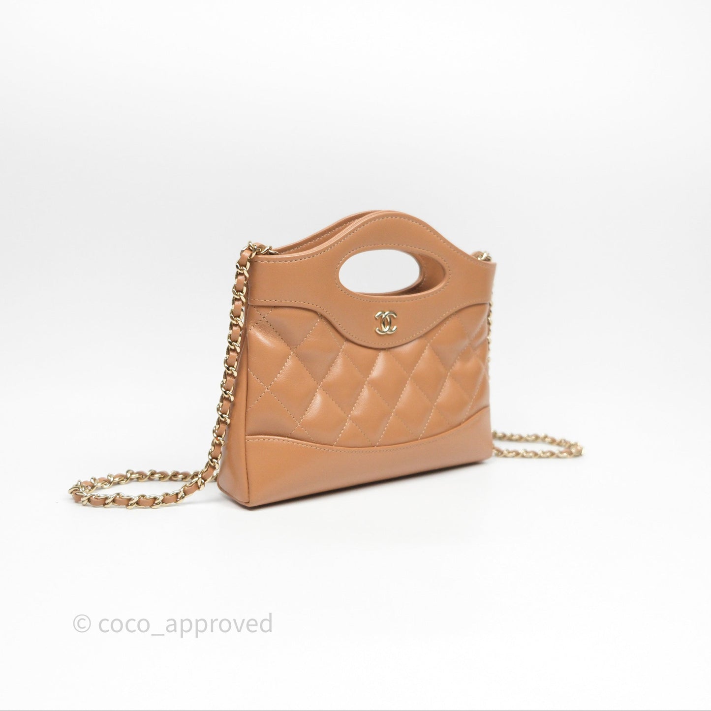 Chanel Nano 31 Dark Beige Shiny Lambskin Gold Hardware