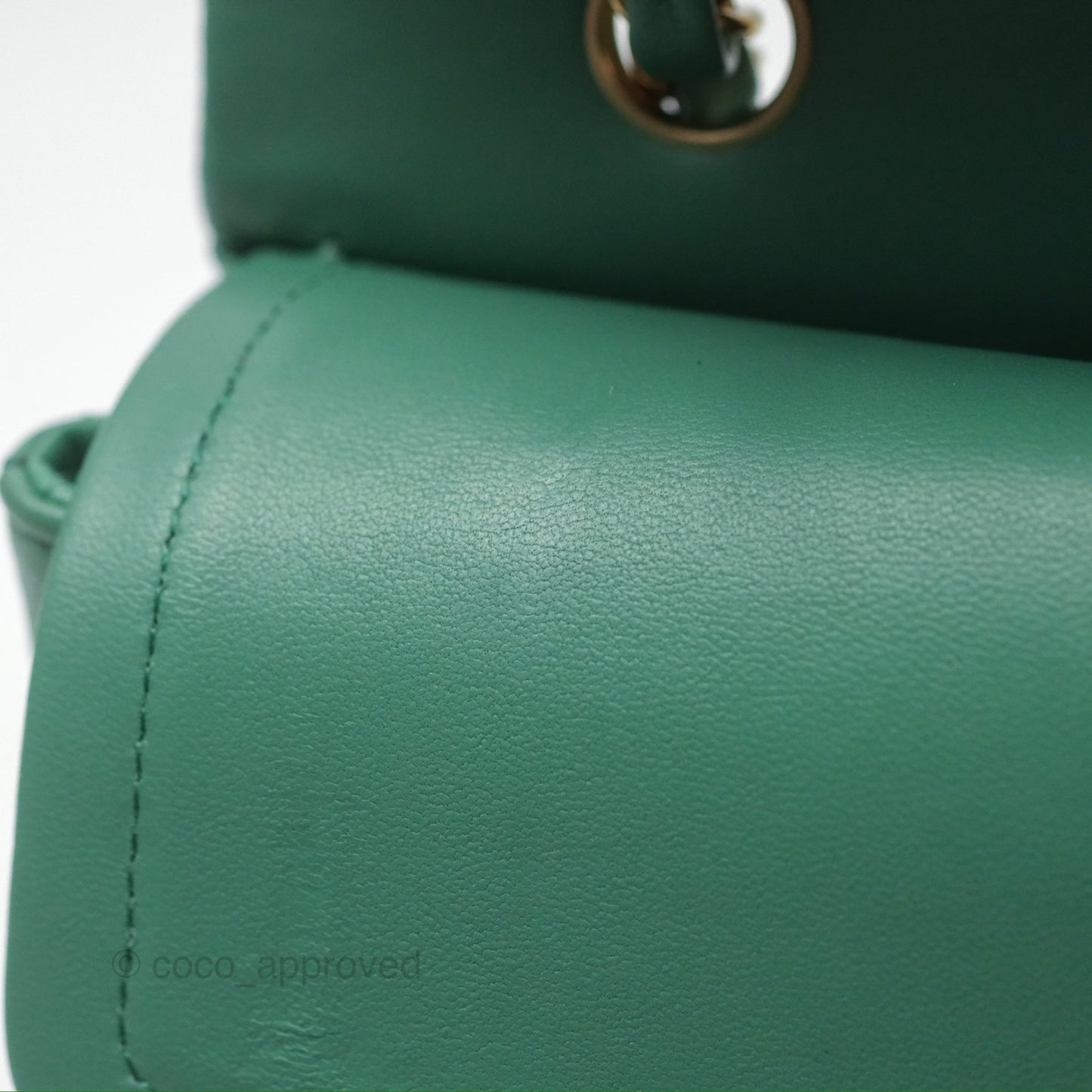 Chanel Small S/M Classic Flap Green Lambskin Gold Hardware