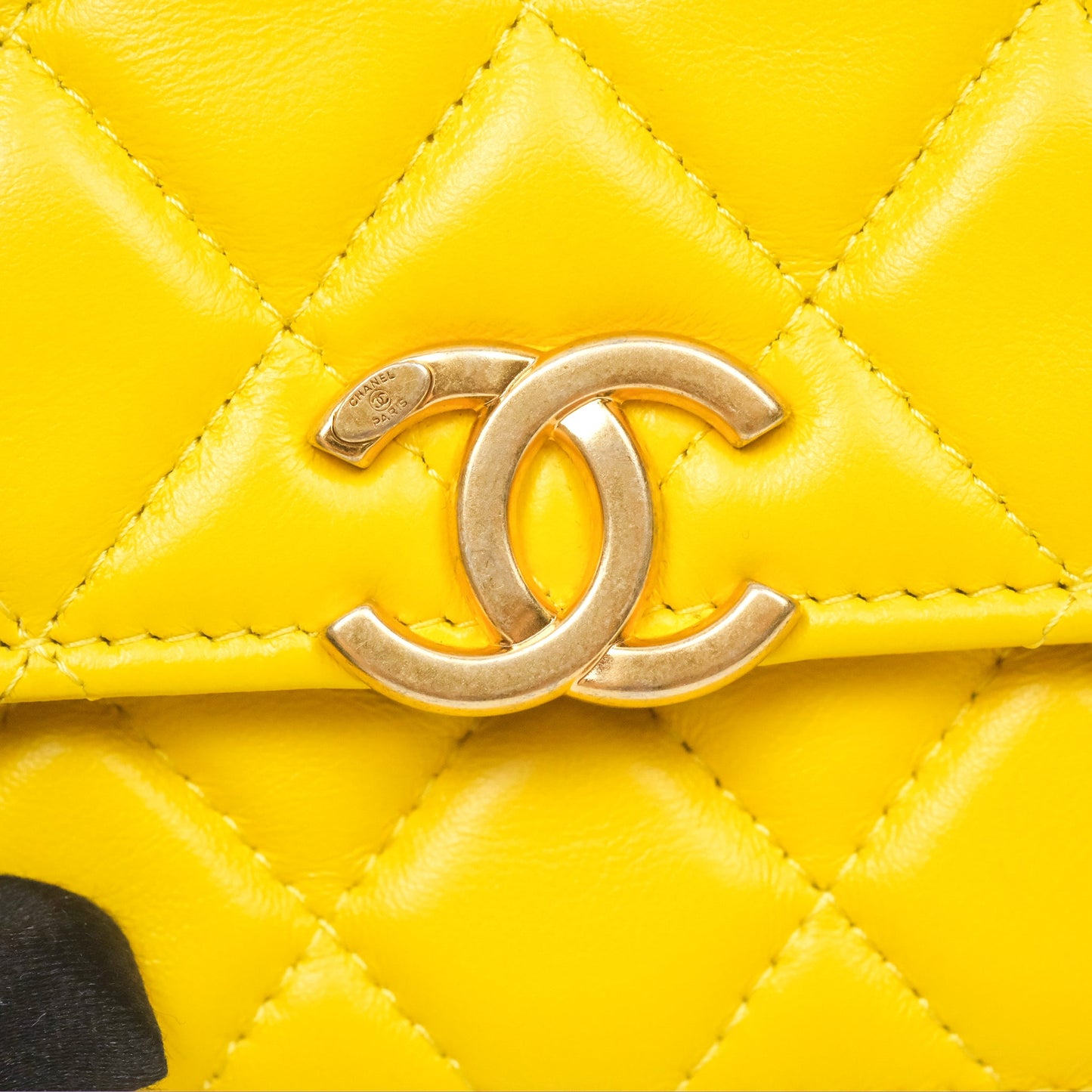 Chanel Lacquered Chain Mini WOC Yellow Lambskin
