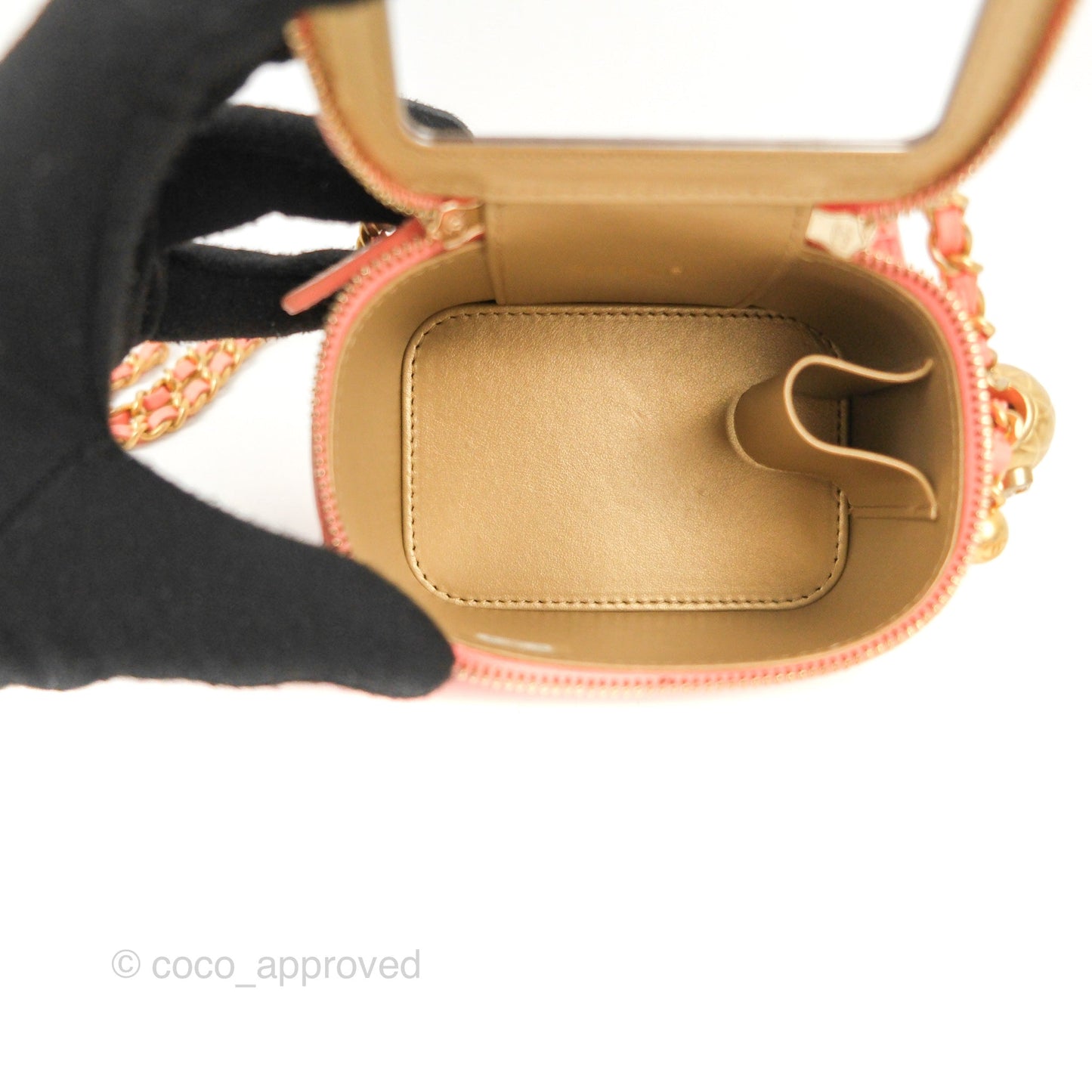 Chanel Mini Pearl Crush Vanity With Chain Orange Clair Gold Hardware