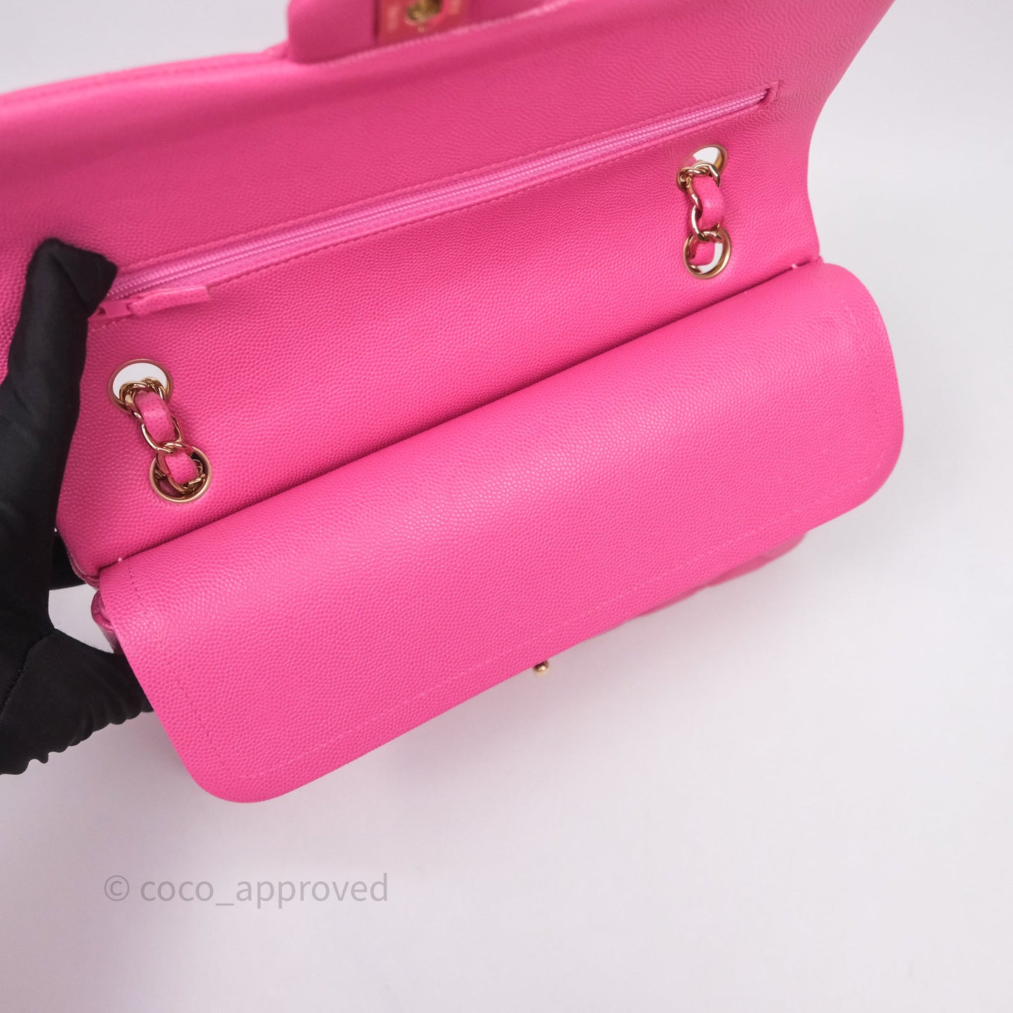 Chanel Classic M/L Medium Flap Quilted Hot Pink Caviar Gold Hardware