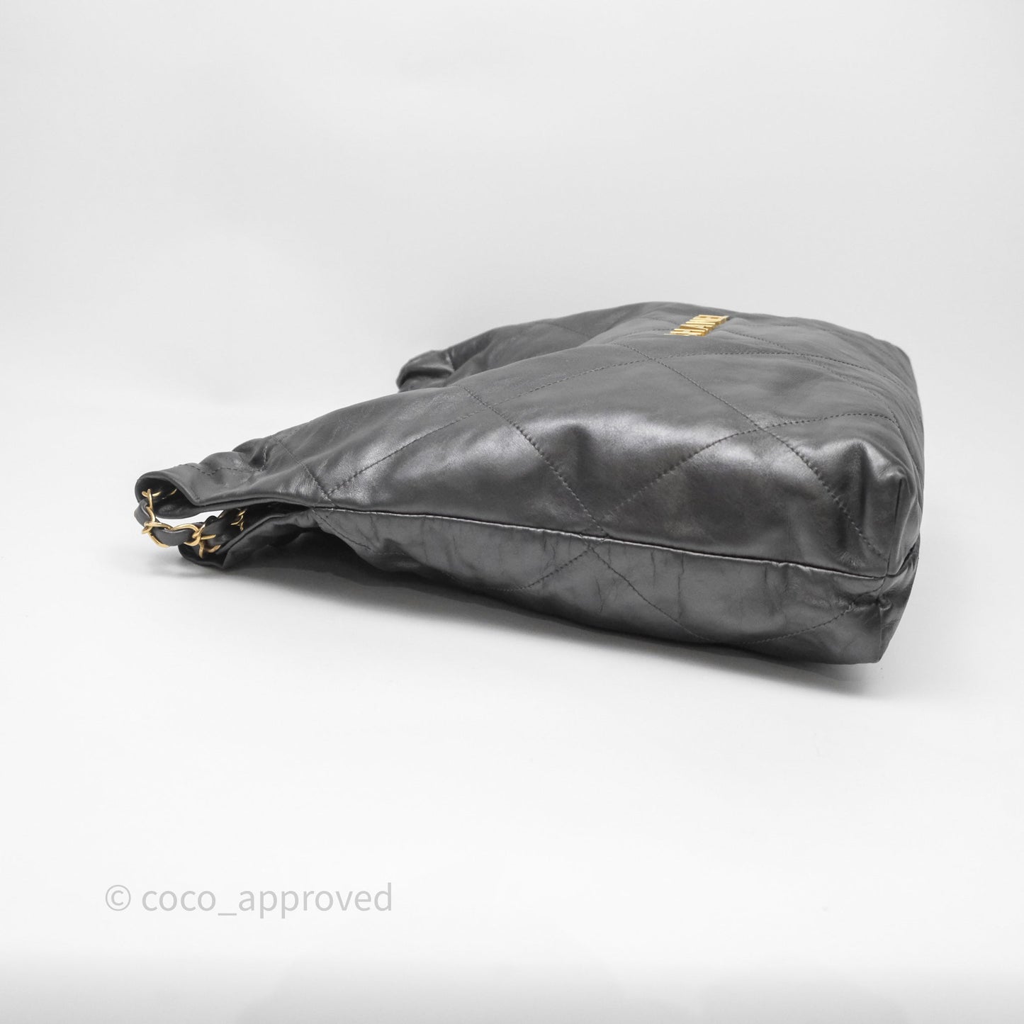 Chanel 22 Bag Medium Dark Grey Calfskin Gold Hardware