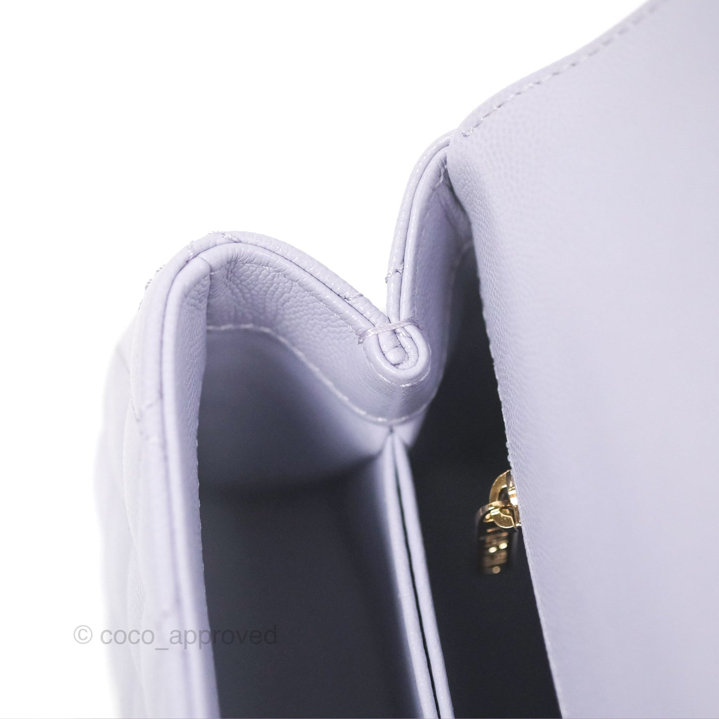 Chanel Small Coco Handle Quilted Lilac Caviar Gold Hardware