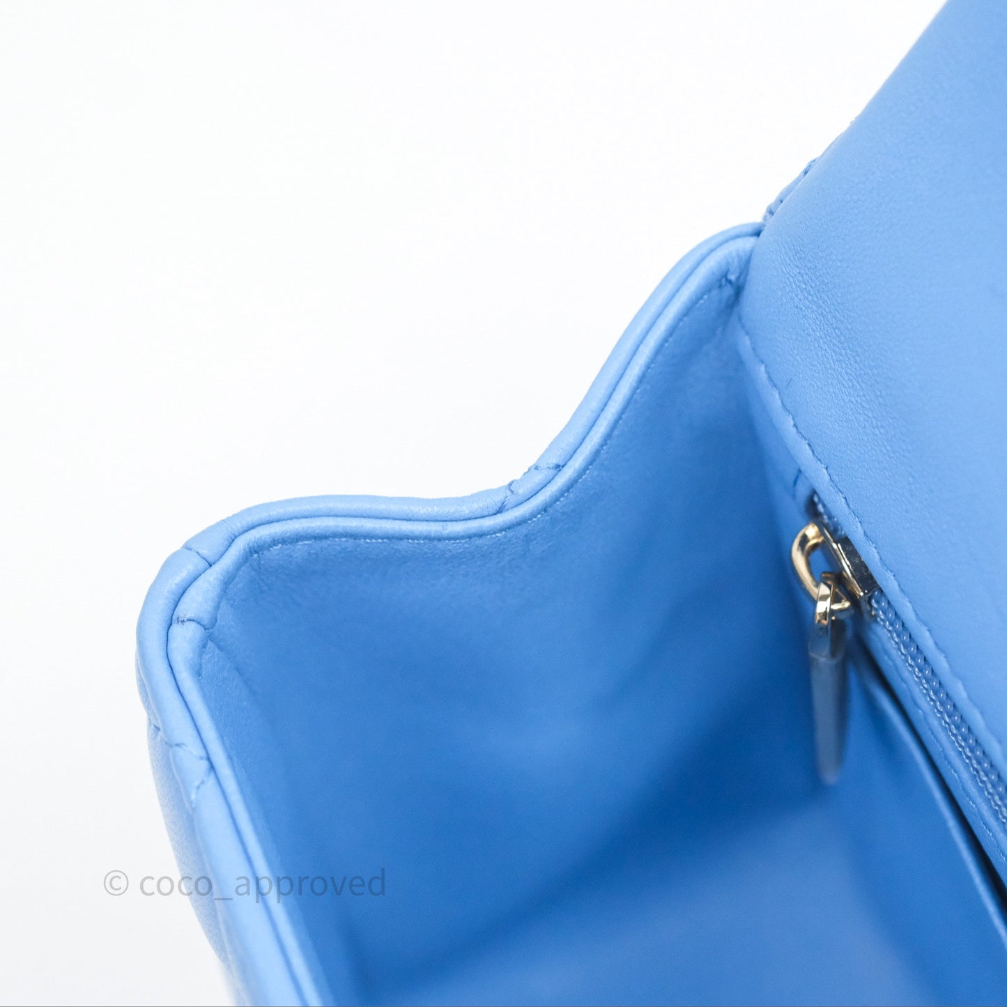 Chanel Top Handle Mini Rectangular Flap Blue Lambskin Gold Hardware