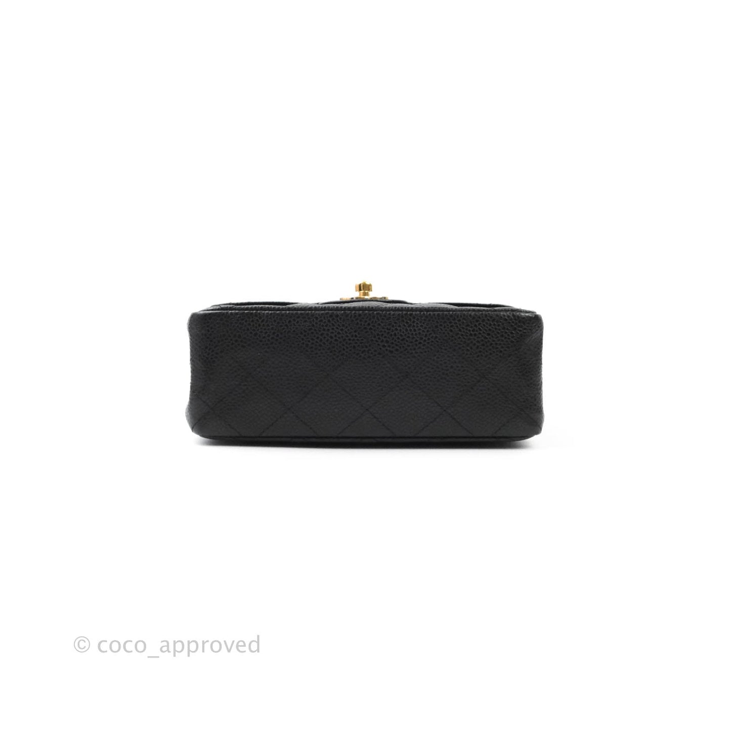 Chanel Quilted Vintage Mini Square Flap Black Caviar 24K Gold Hardware