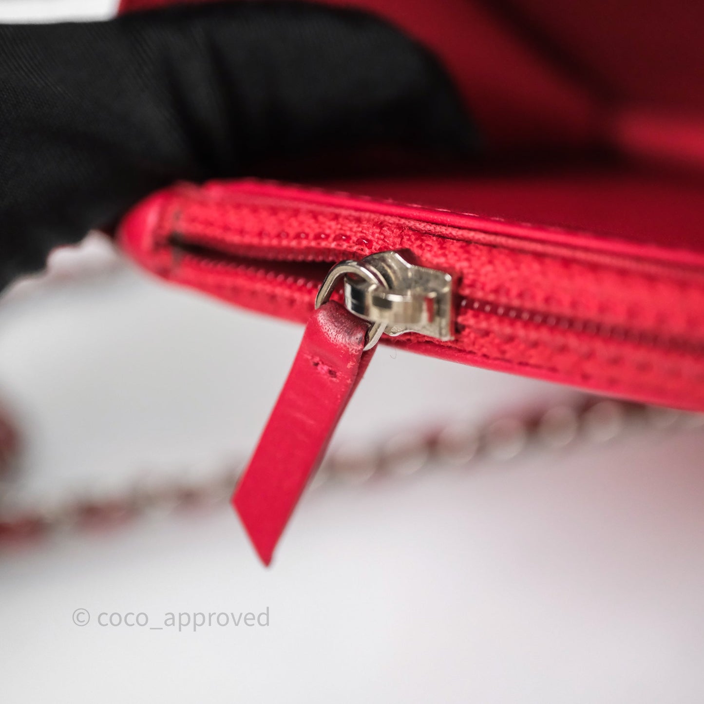 Chanel CC Wallet On Chain WOC Dark Pink Caviar Silver Hardware