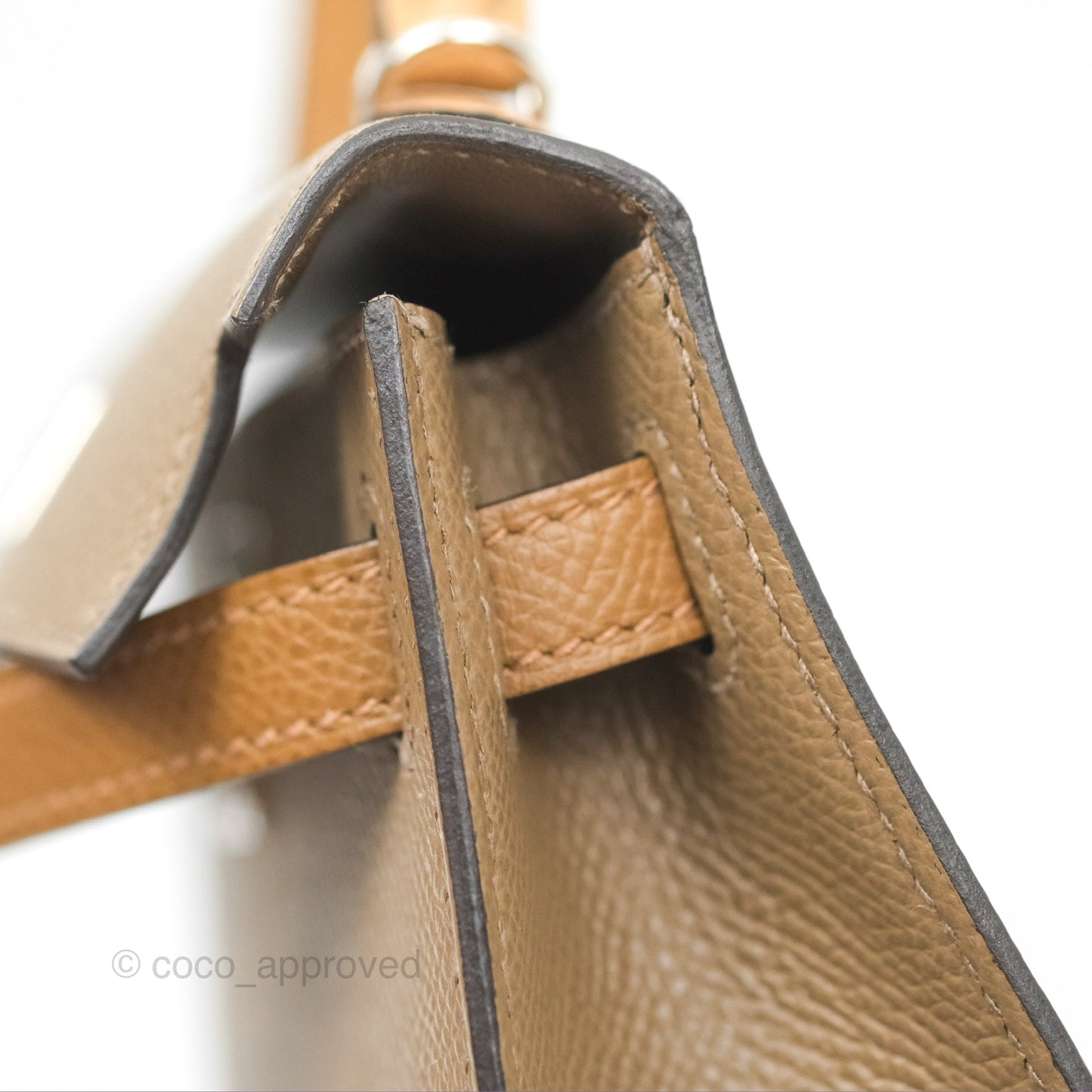 Hermès Mini Kelly II Etoupe 18/Alezan 3G/Biscuit 48 Epsom Palladium Hardware