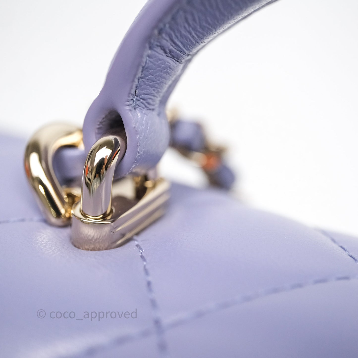 Chanel Top Handle Mini Rectangular Flap Purple Lambskin Gold Hardware