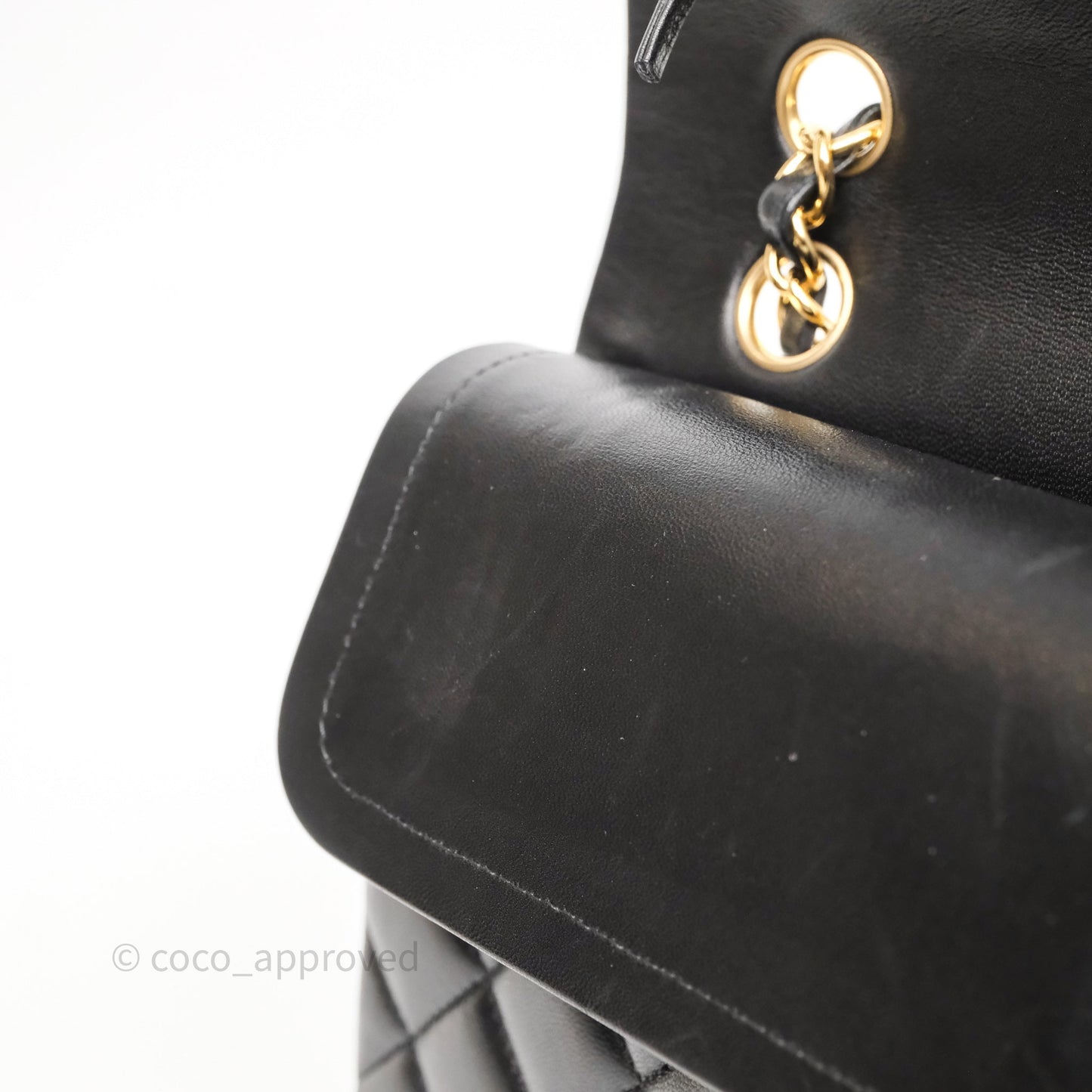 Chanel Classic M/L Medium Flap Quilted Black Lambskin Gold Hardware