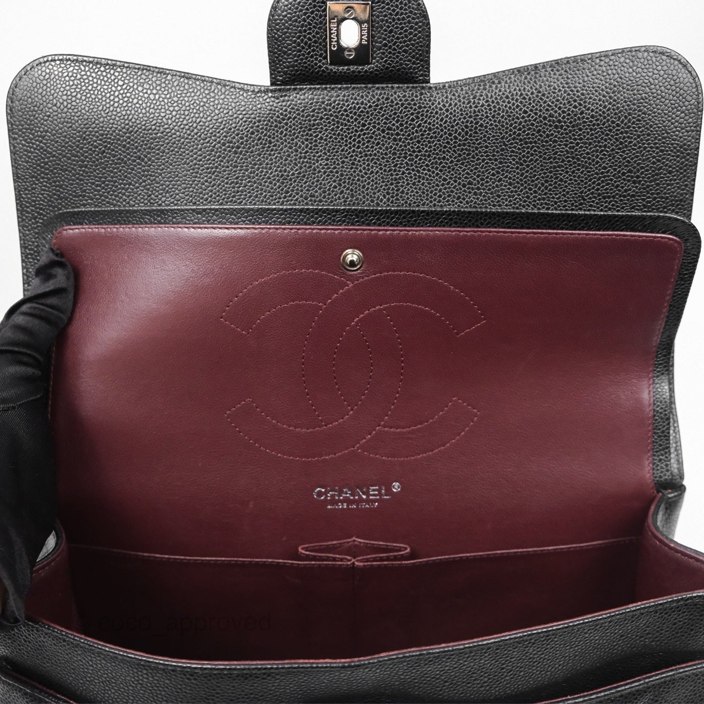 Chanel Jumbo Double Flap Black Caviar Silver Hardware⁣⁣