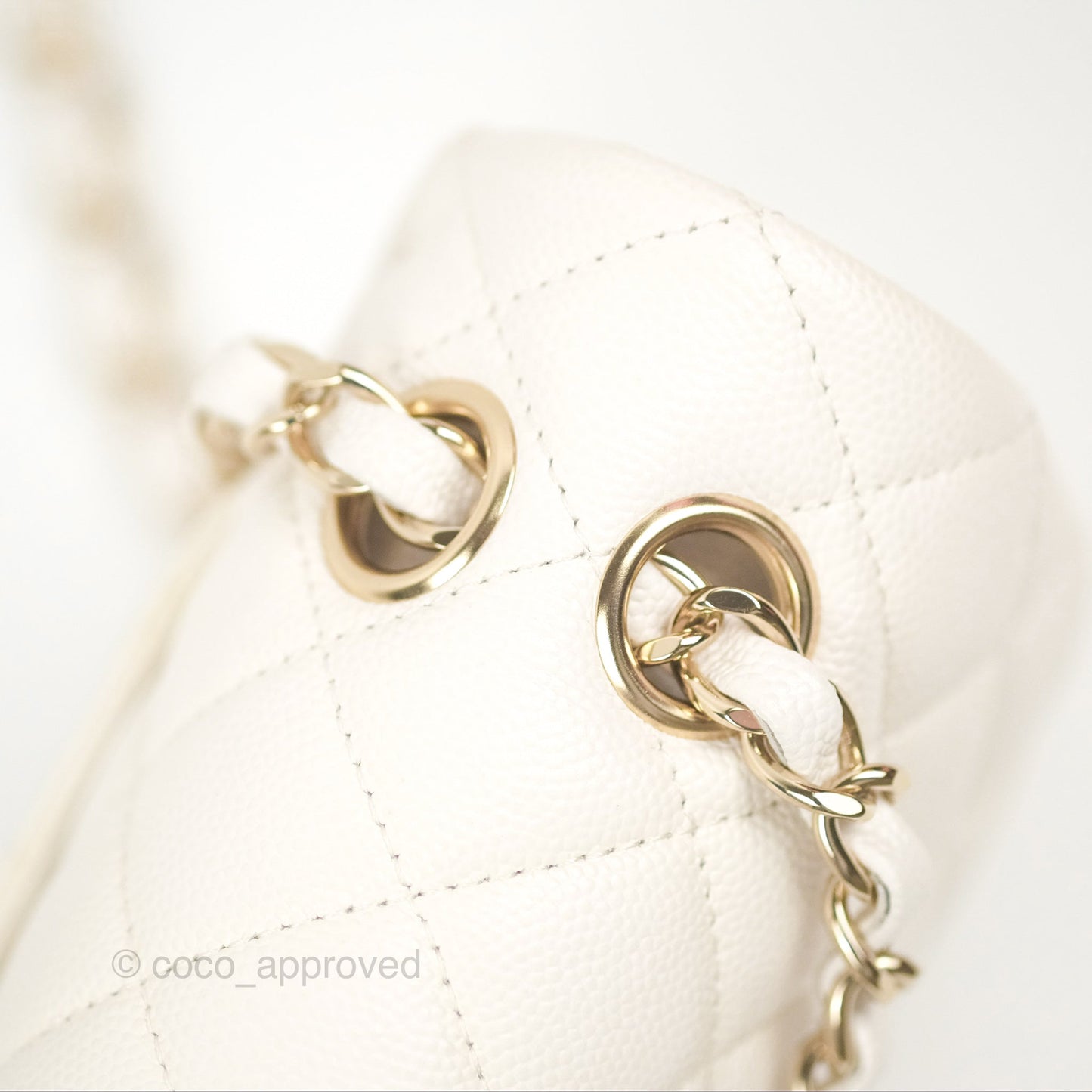 Chanel Small Classic Quilted Flap White Caviar Gold Hardware