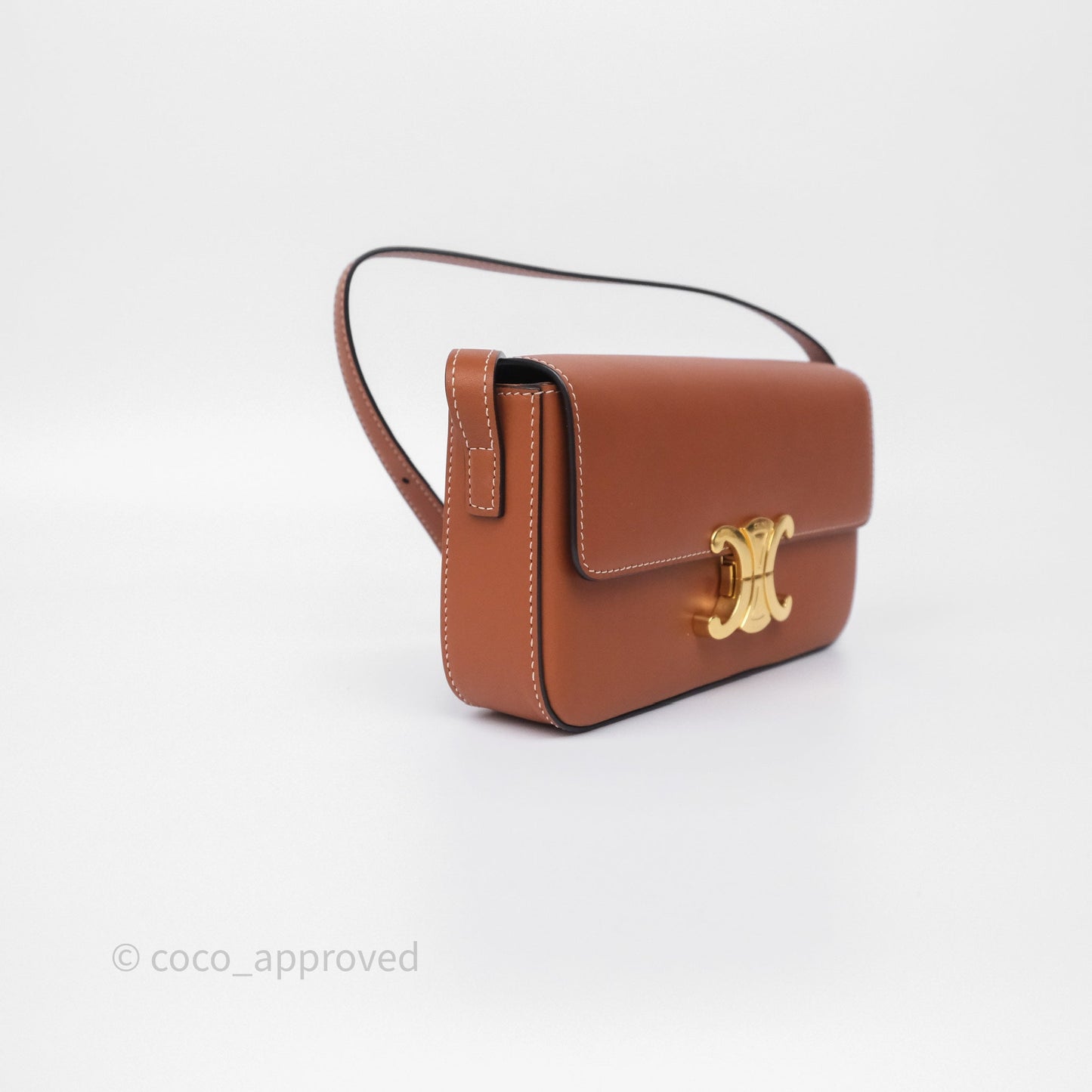 Celine Triomphe Shoulder Bag Tan Calfskin