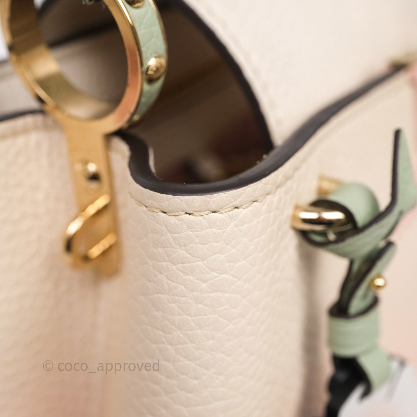 Louis Vuitton Capucines BB Creme Rose Jade Taurillon Leather Gold Hardware