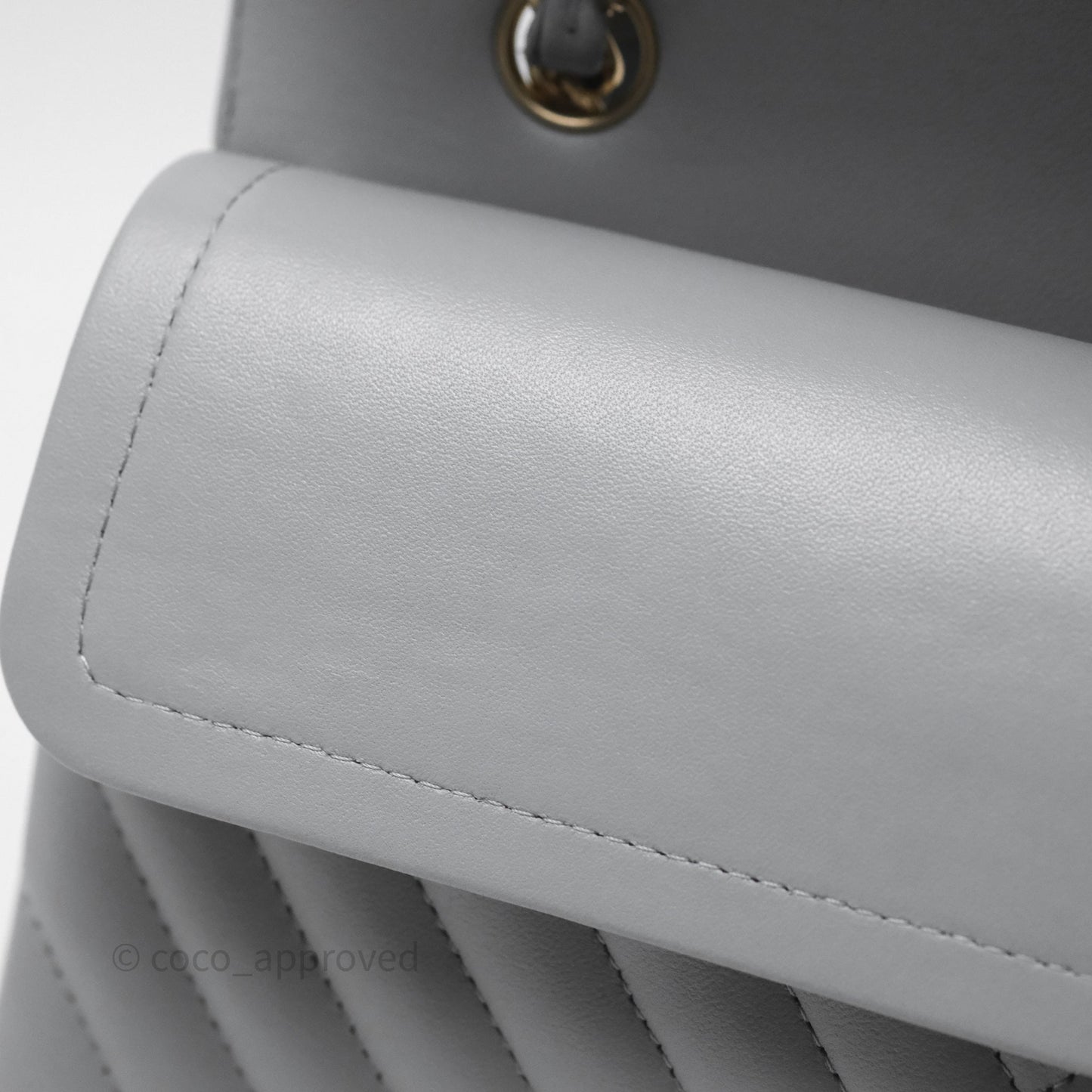 Chanel Classic Small Flap Chevron Grey Lambskin Gold Hardware