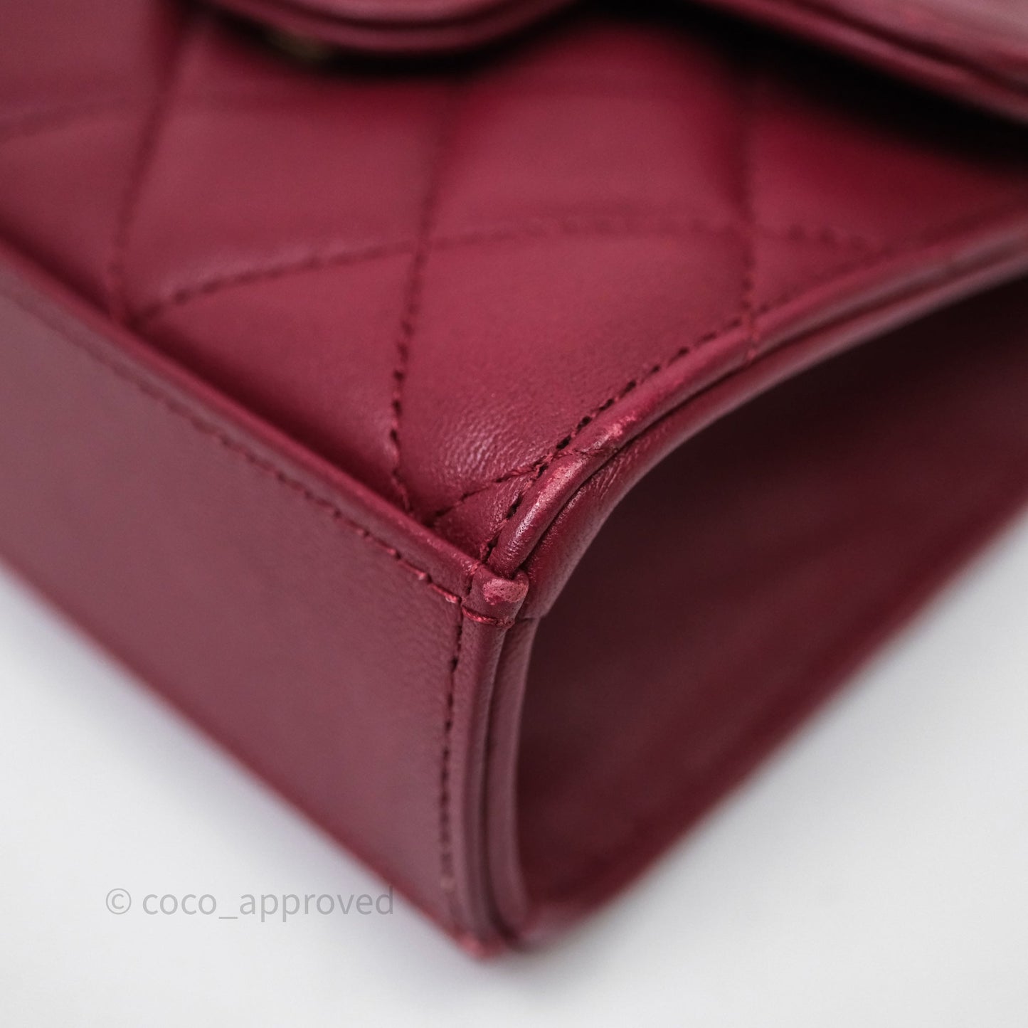Chanel Mini Top Handle Flap Bag Red Lambskin Gold Hardware