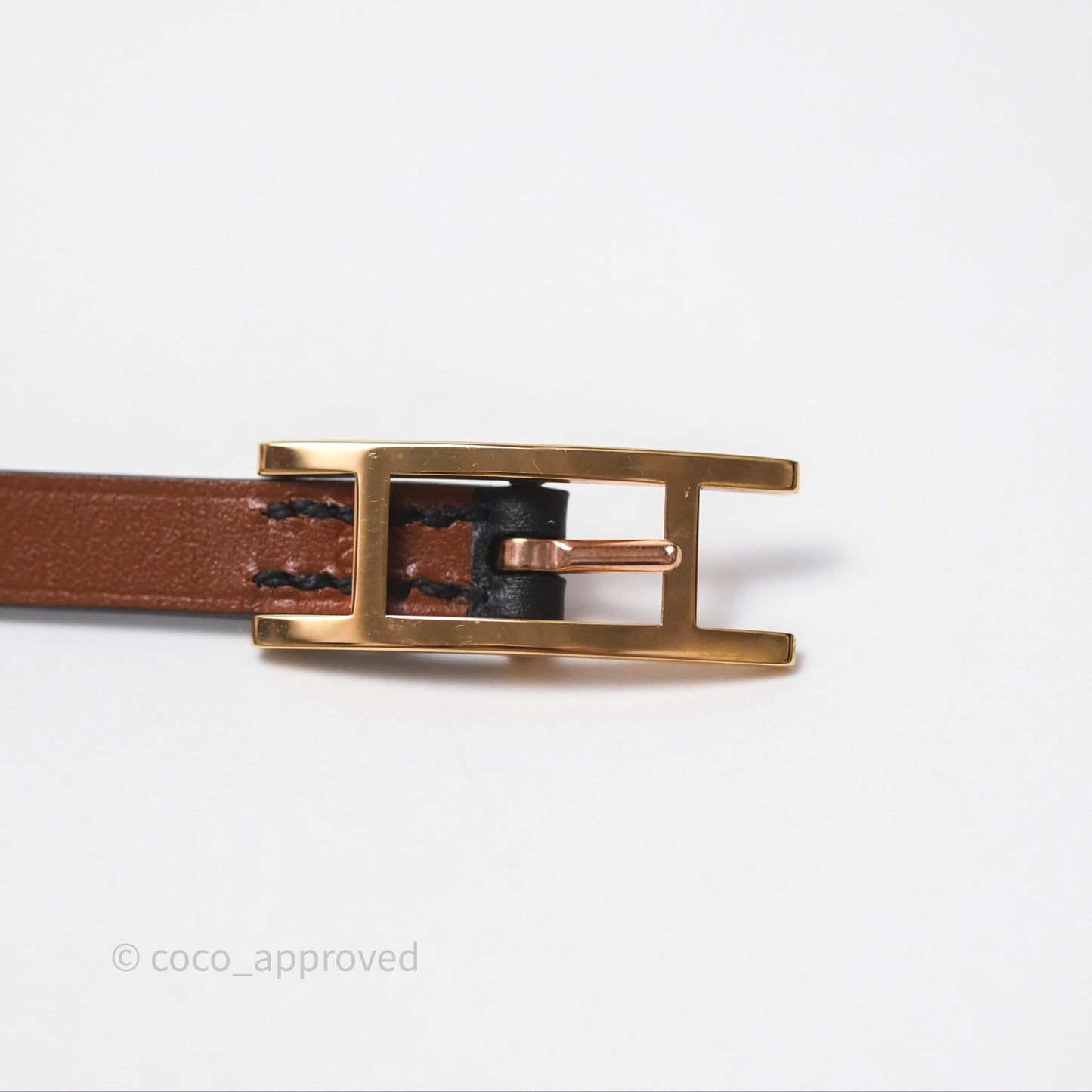 Hermès Behapi Double Tour Bracelet in Fauve 34 / Noir 89 Calfskin Gold Hardware