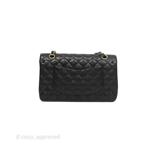 Chanel Classic M/L Medium Flap Quilted Black Caviar Gold Hardware