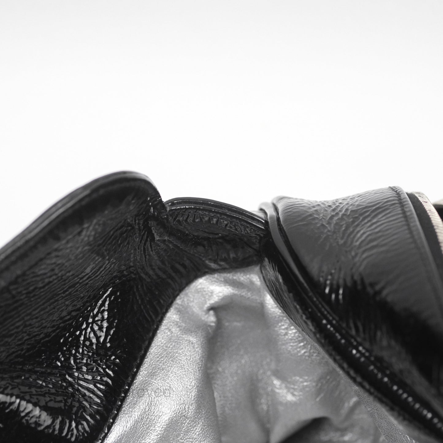 Chanel Bowling Tote Bag Black Glazed Calfskin Silver Hardware