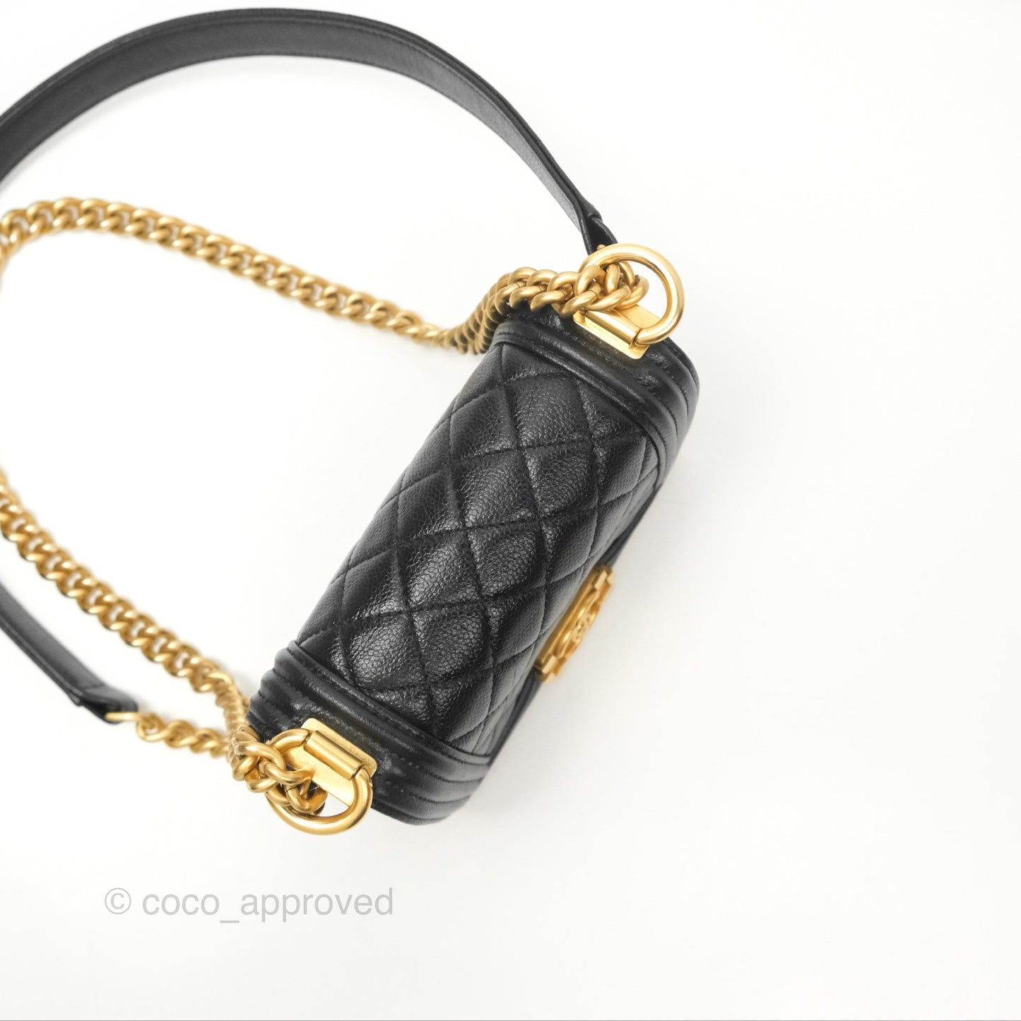 Chanel Mini Boy Black Caviar Aged Gold Hardware