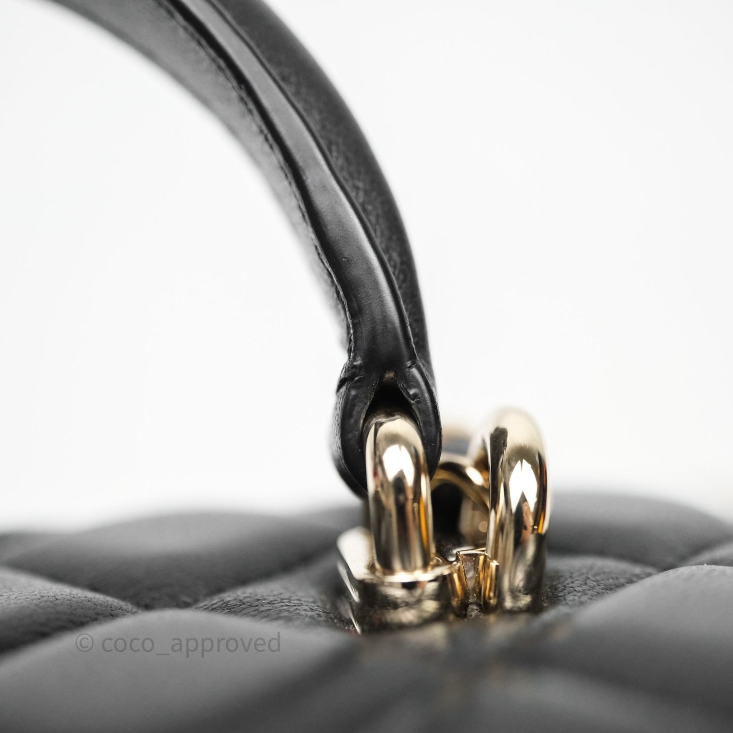 Chanel Vanity Rectangular Top Handle Black Lambskin Light Gold Hardware