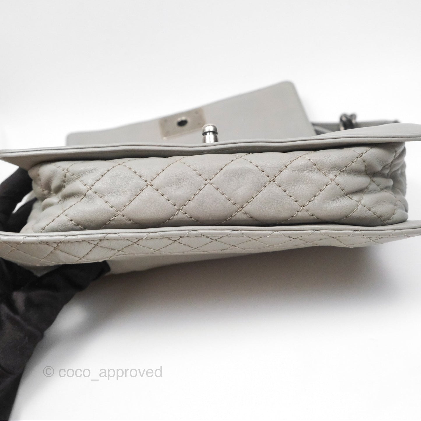Chanel Medium Boy Reverso Flap Light Grey Calfskin Ruthenium Hardware