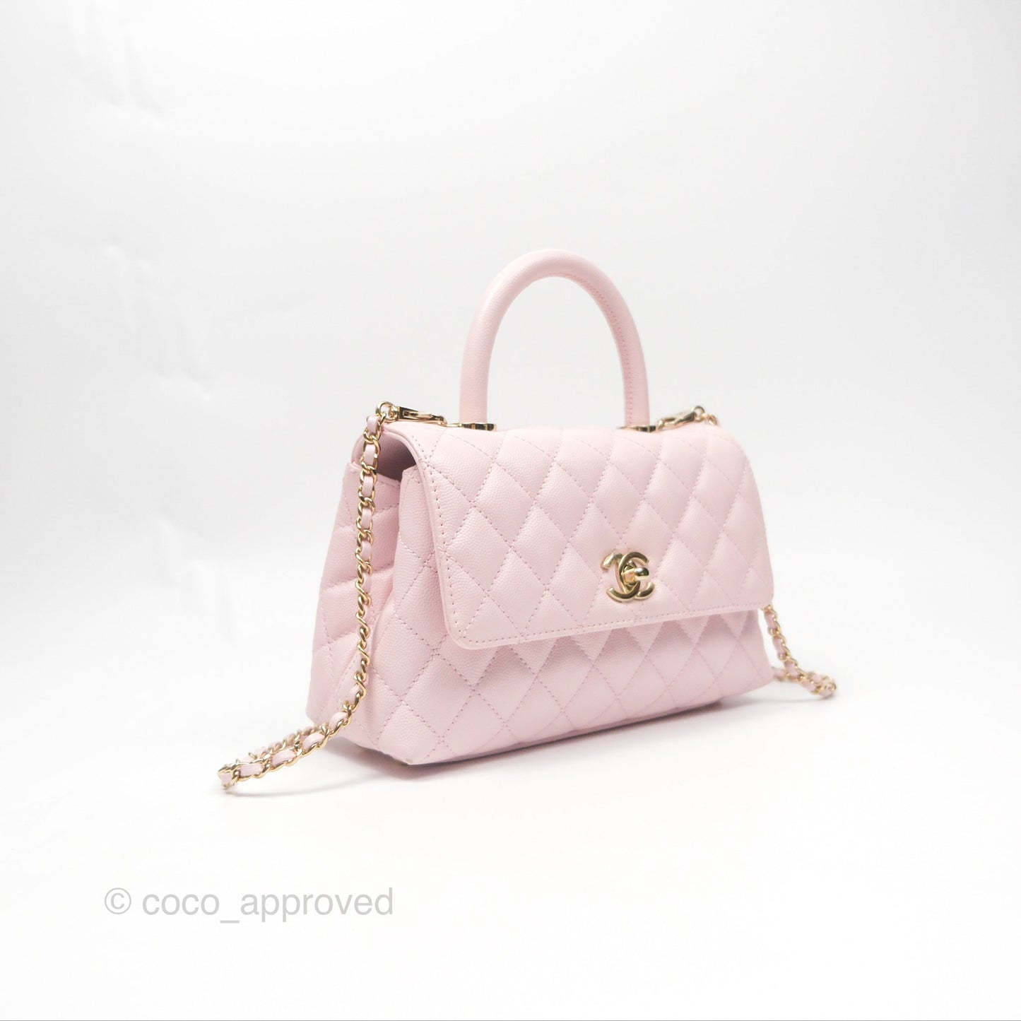 Chanel Small Coco Handle Light Pink Caviar Gold Hardware