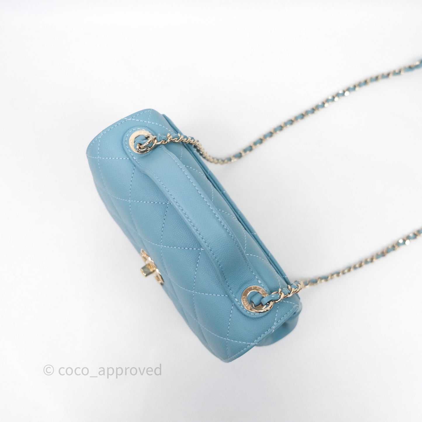 Chanel Small Quilted Business Affinity Flap Caviar Blue Gold Hardware