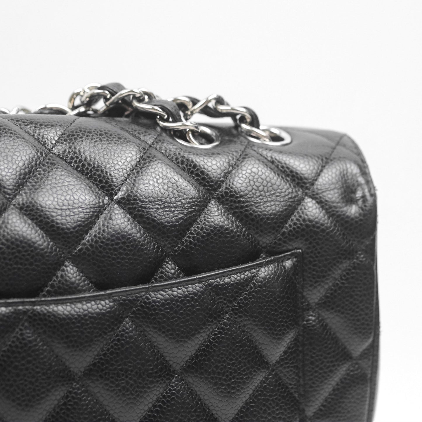 Chanel Jumbo Single Flap Black Caviar Silver Hardware⁣⁣