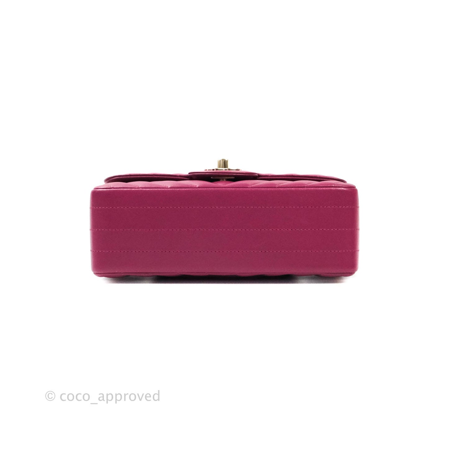 Chanel Chevron Mini Rectangular Lambskin Flap Dark Pink Gold Hardware