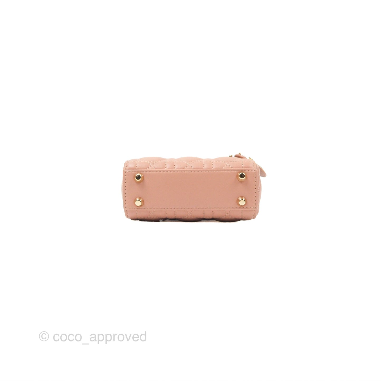 Christian Dior Micro Lady Dior Cannage Rose Des Vents Cannage Lambskin Gold Hardware