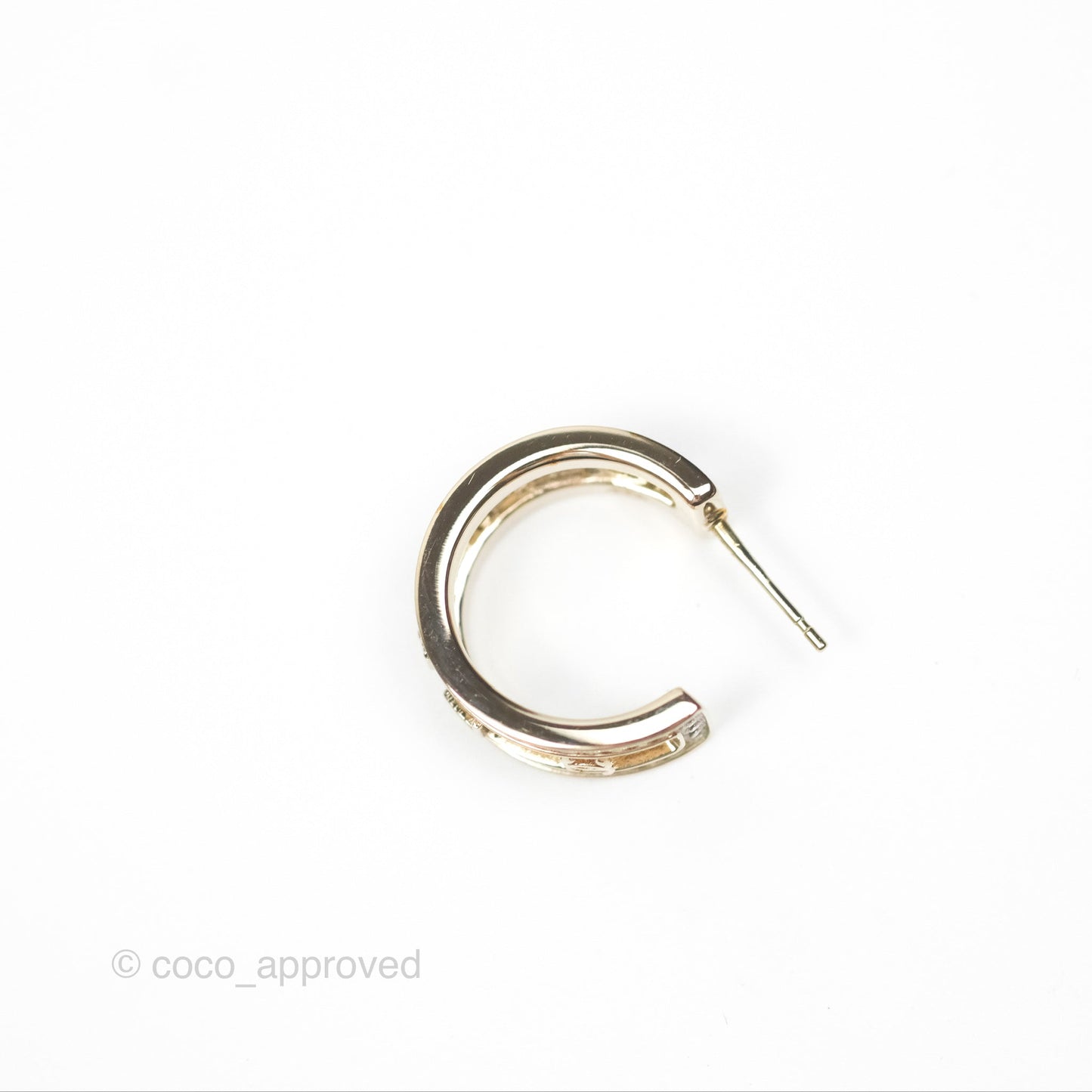 Chanel Logo Crystal Hoop Earrings Gold Hardware 21V