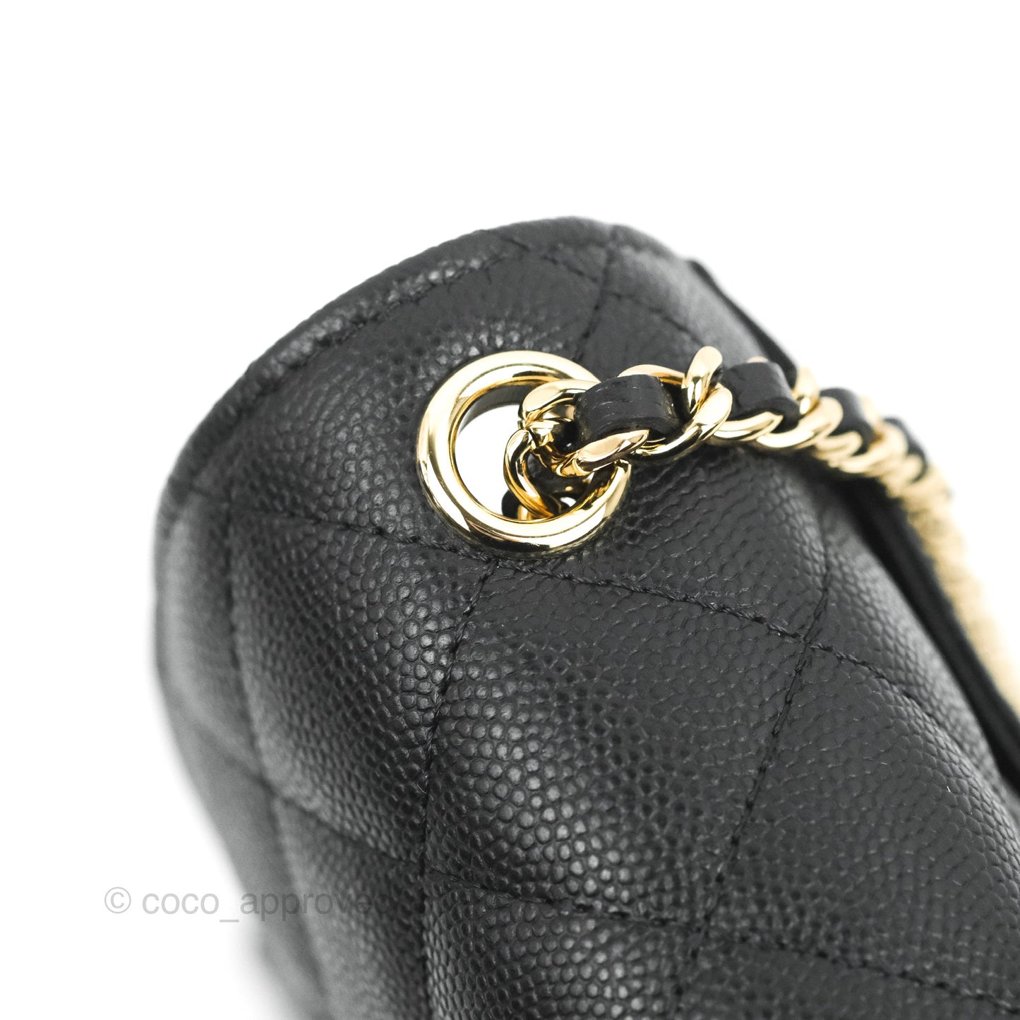 Chanel Classic Quilted Phone Holder Black Caviar Gold Hardware