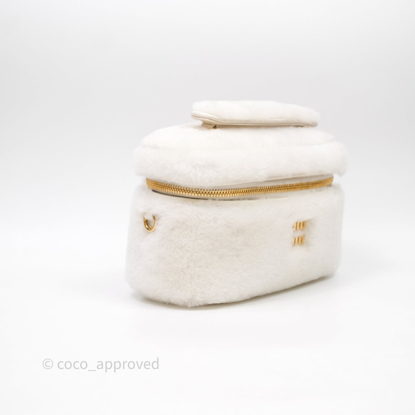 Miu Miu Shearling Vanity Case White Gold Hardware