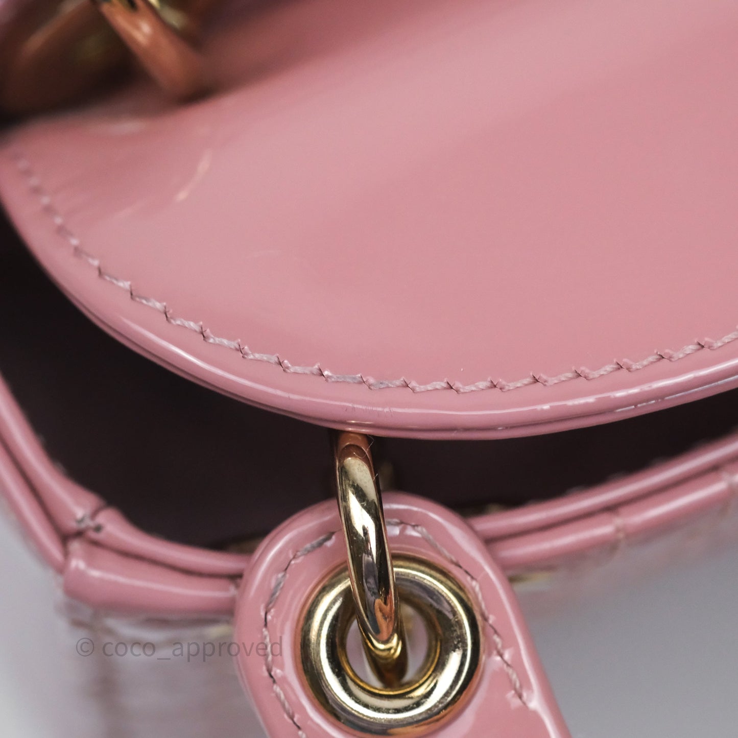 Christian Dior Micro Lady Dior Pink Patent Cannage Calfskin Gold Hardware