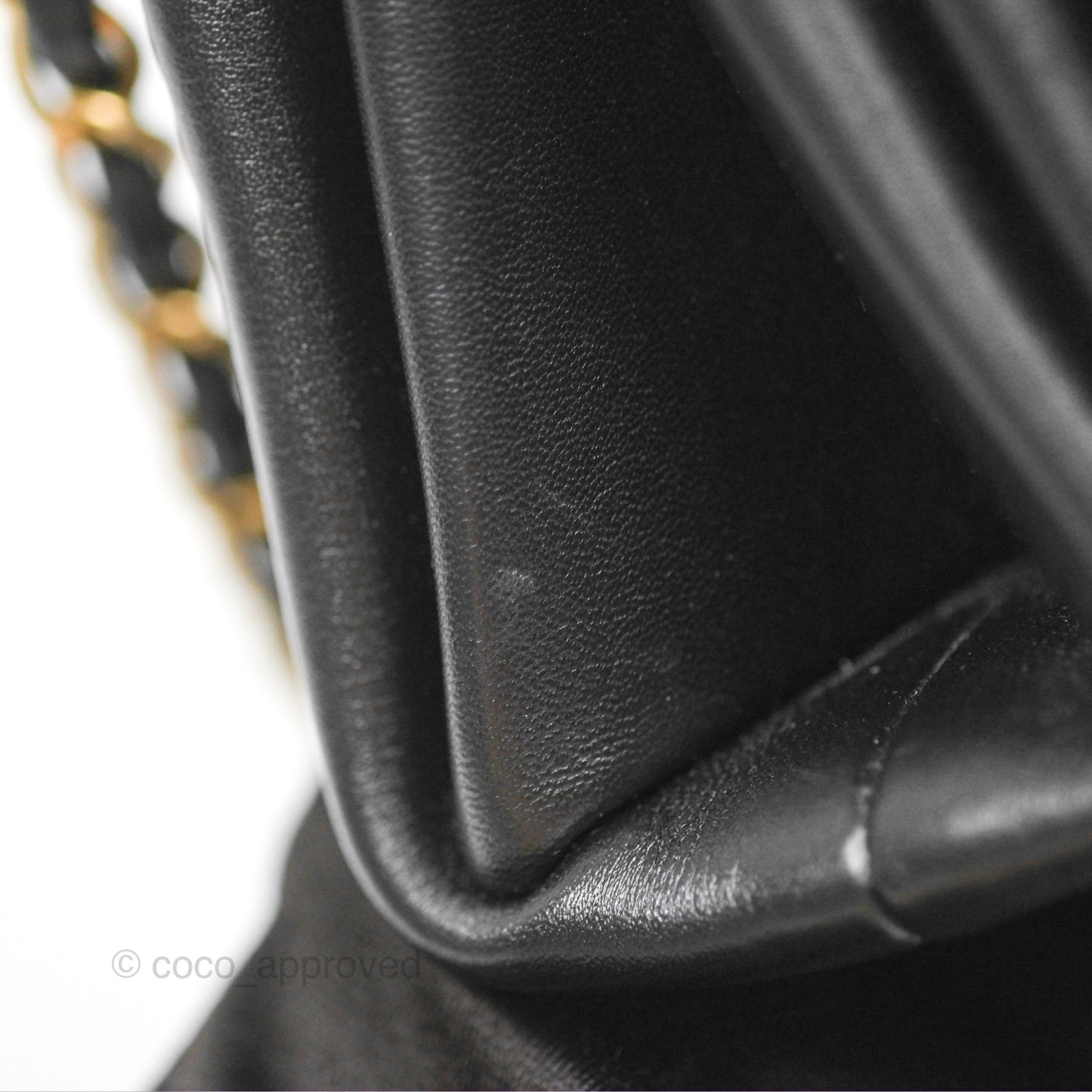 Chanel Pearl Chain Bag Black Calfskin Aged Gold Hardware