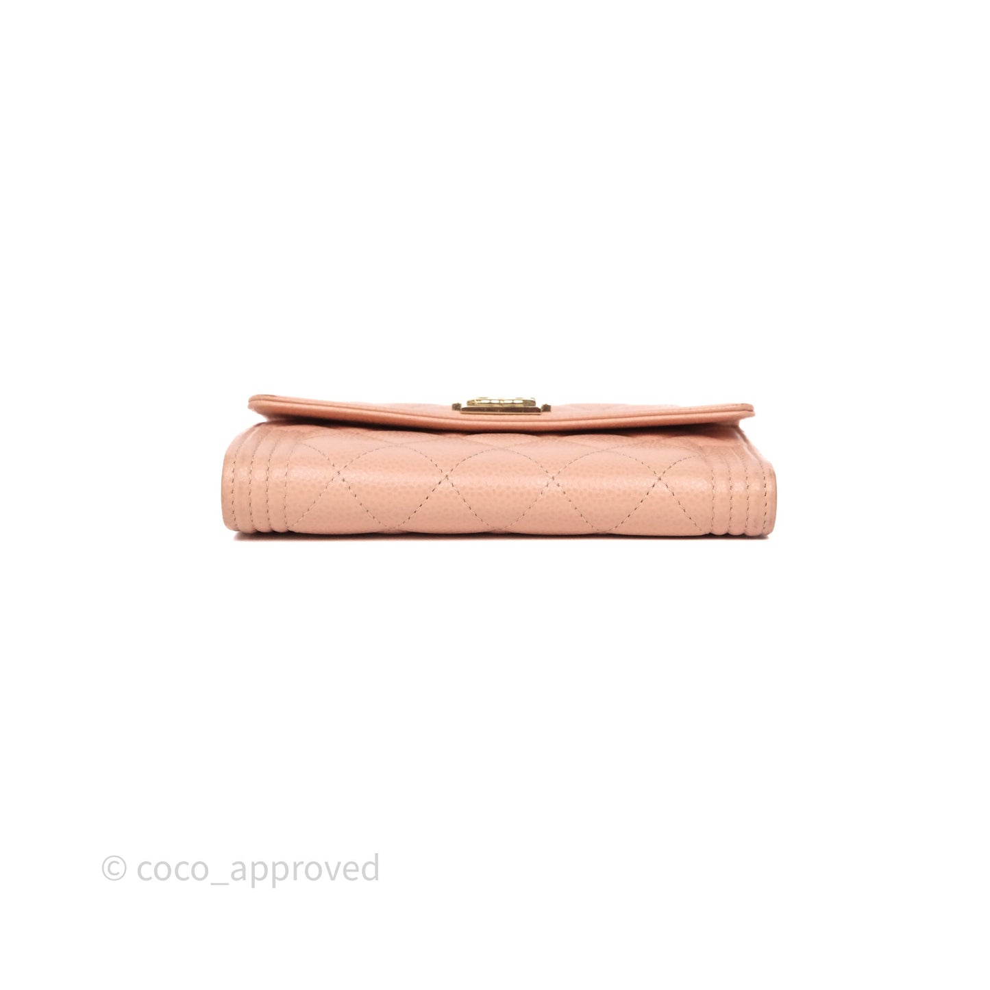 Chanel Quilted Boy Medium Trifold Flap Wallet Pink Caviar Gold Hardware