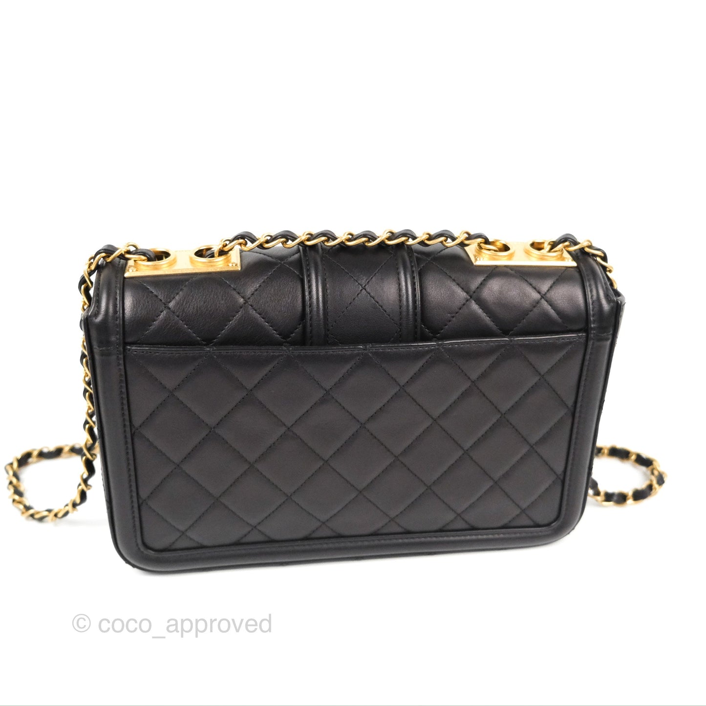 Chanel Quilted Medium Elegant CC Flap Black Lambskin Gold Hardware