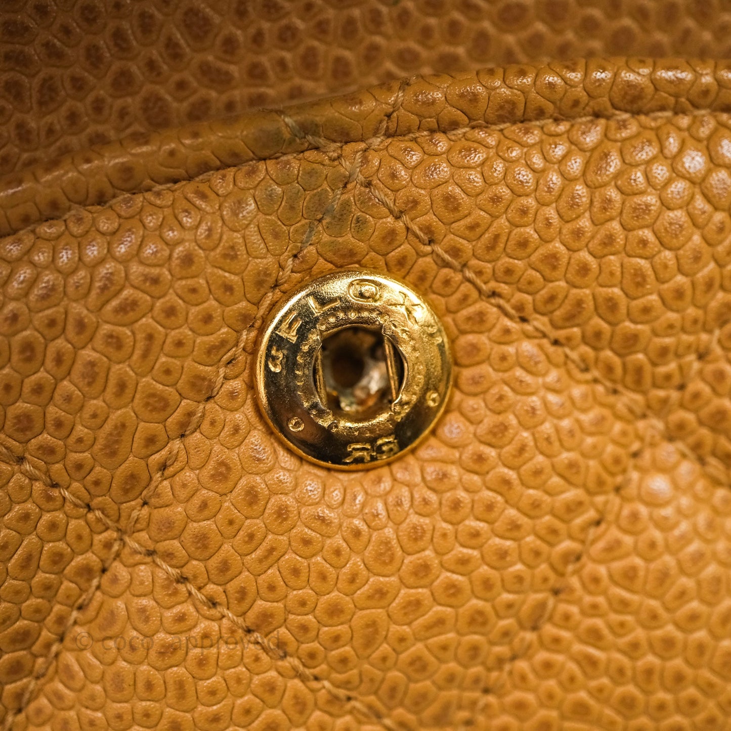 Chanel Vintage Medium Classic Flap Beige Caviar 24K Gold Hardware