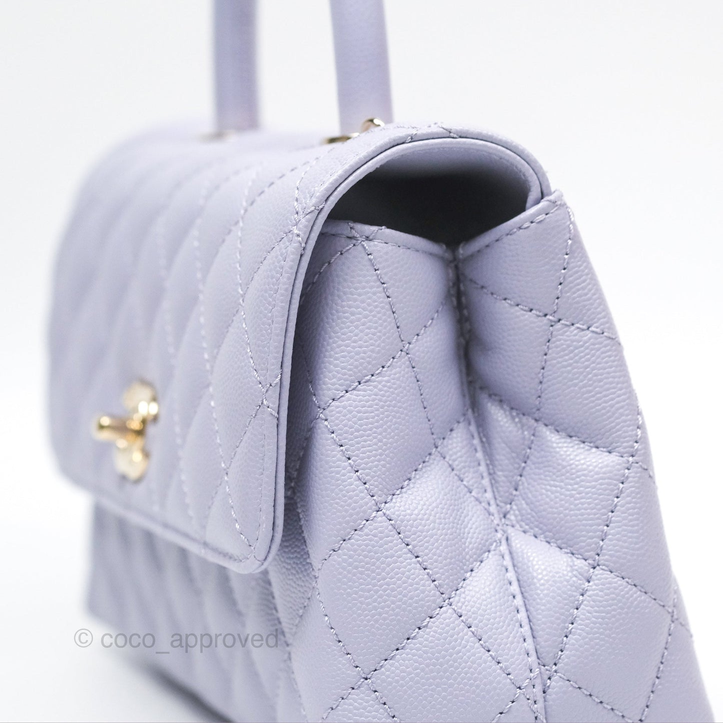 Chanel Small Coco Handle Quilted Lilac Caviar Gold Hardware