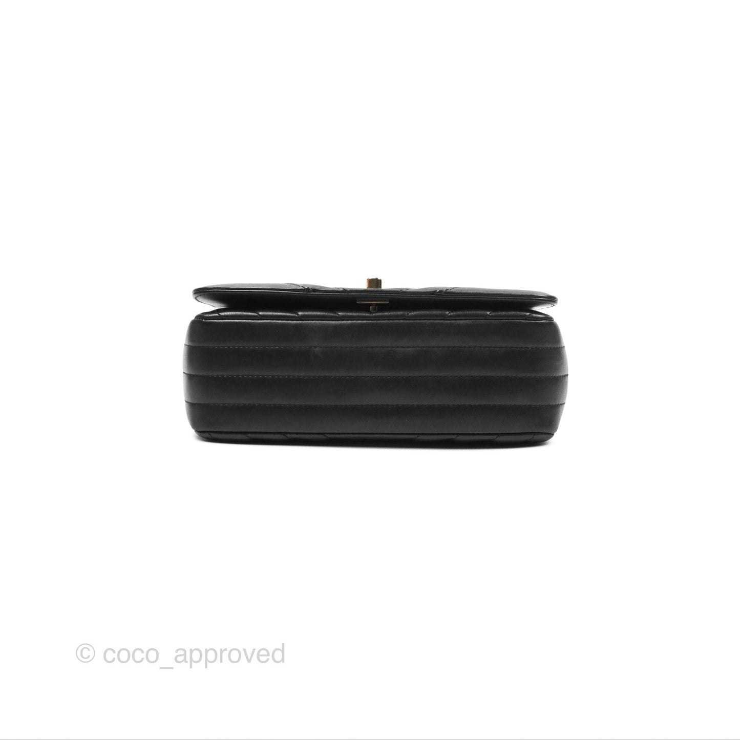 Chanel Small Statement Chevron Flap Bag Black Calfskin Gold Hardware